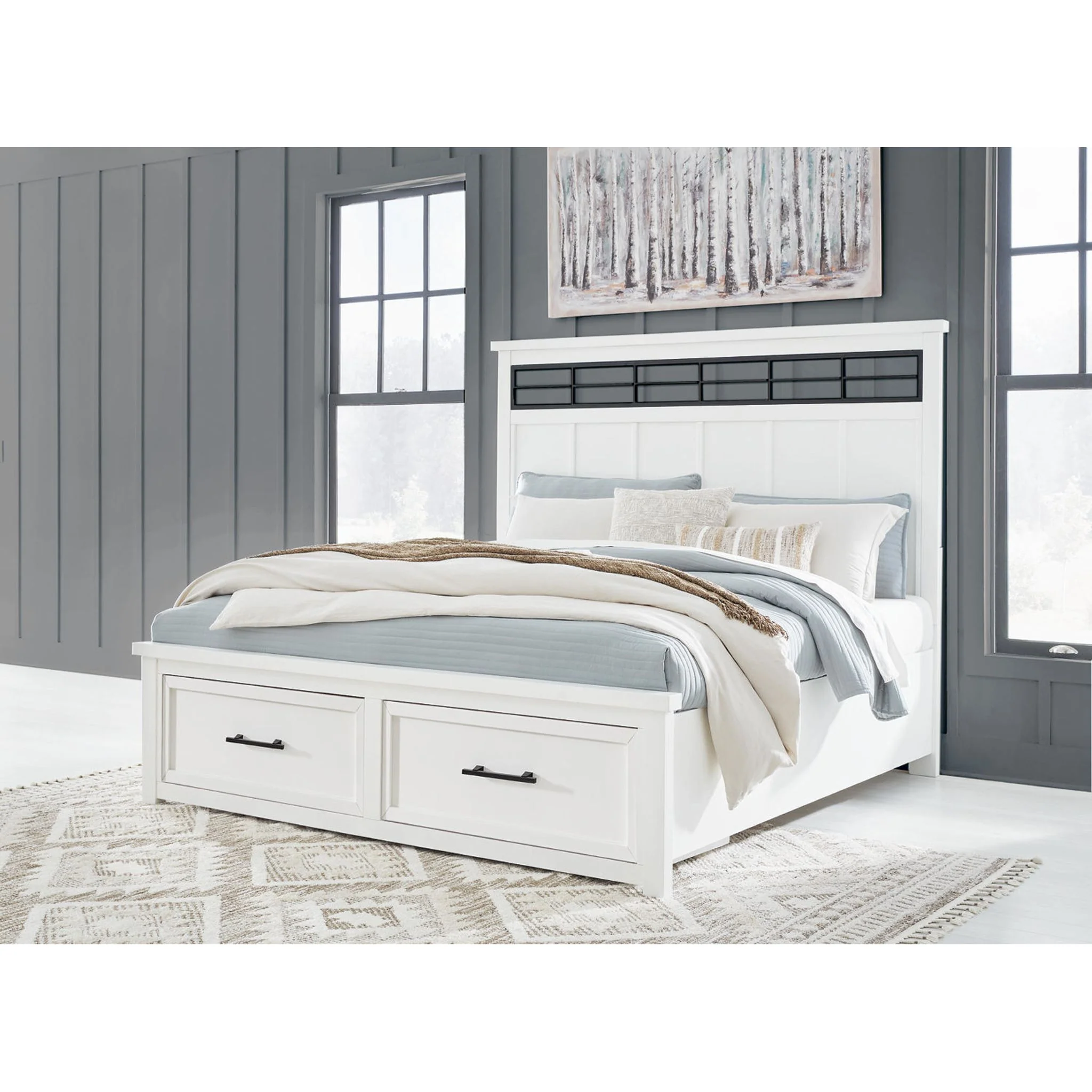 Ashbryn 6 Piece King Storage Bedroom - White/Natural - Image 17