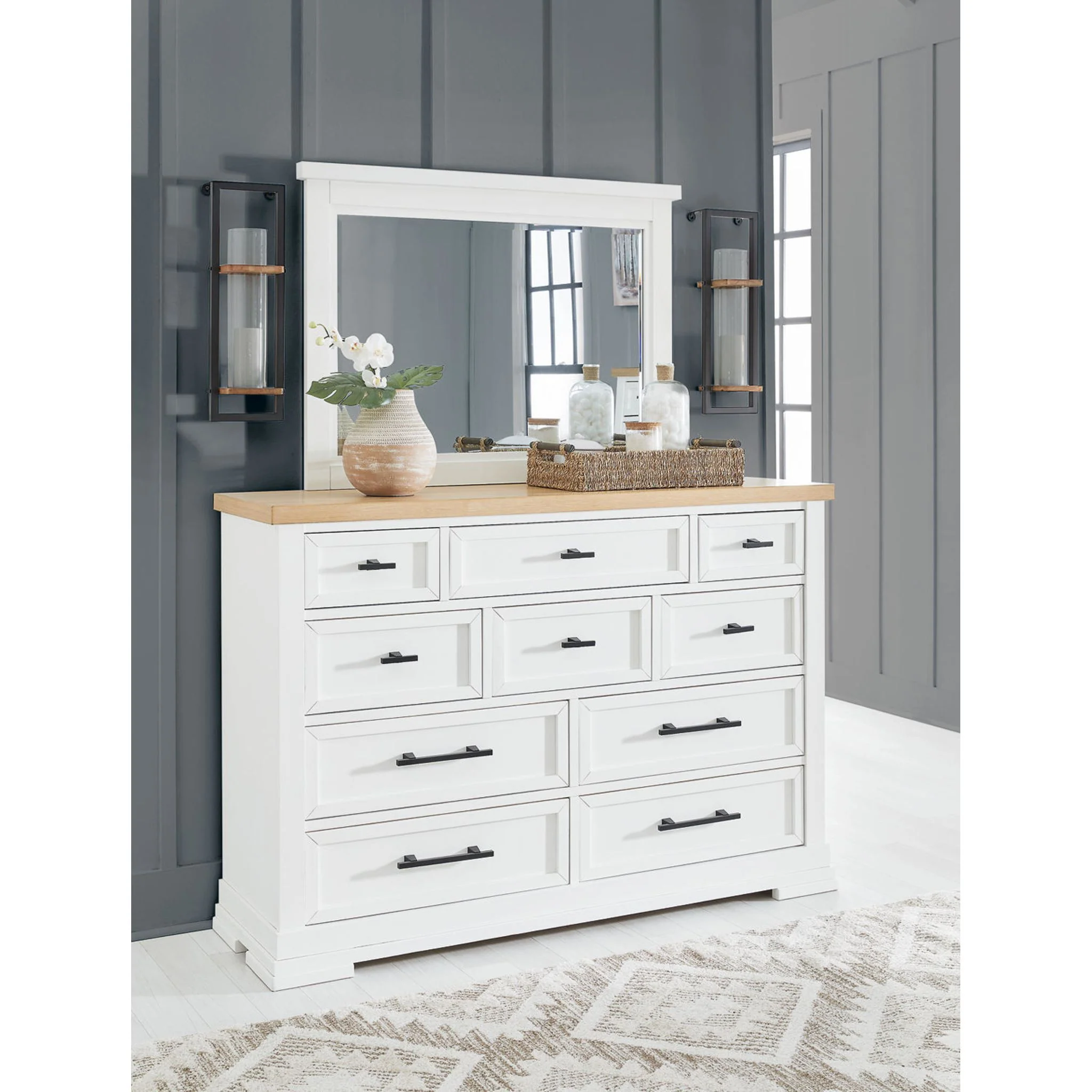Ashbryn 6 Piece King Storage Bedroom - White/Natural - Image 9