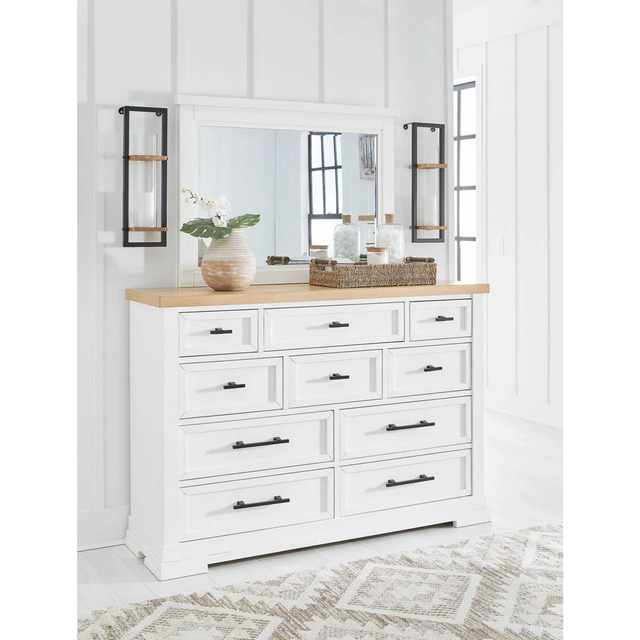 Ashbryn Dresser and Mirror - White/Natural - Image 2