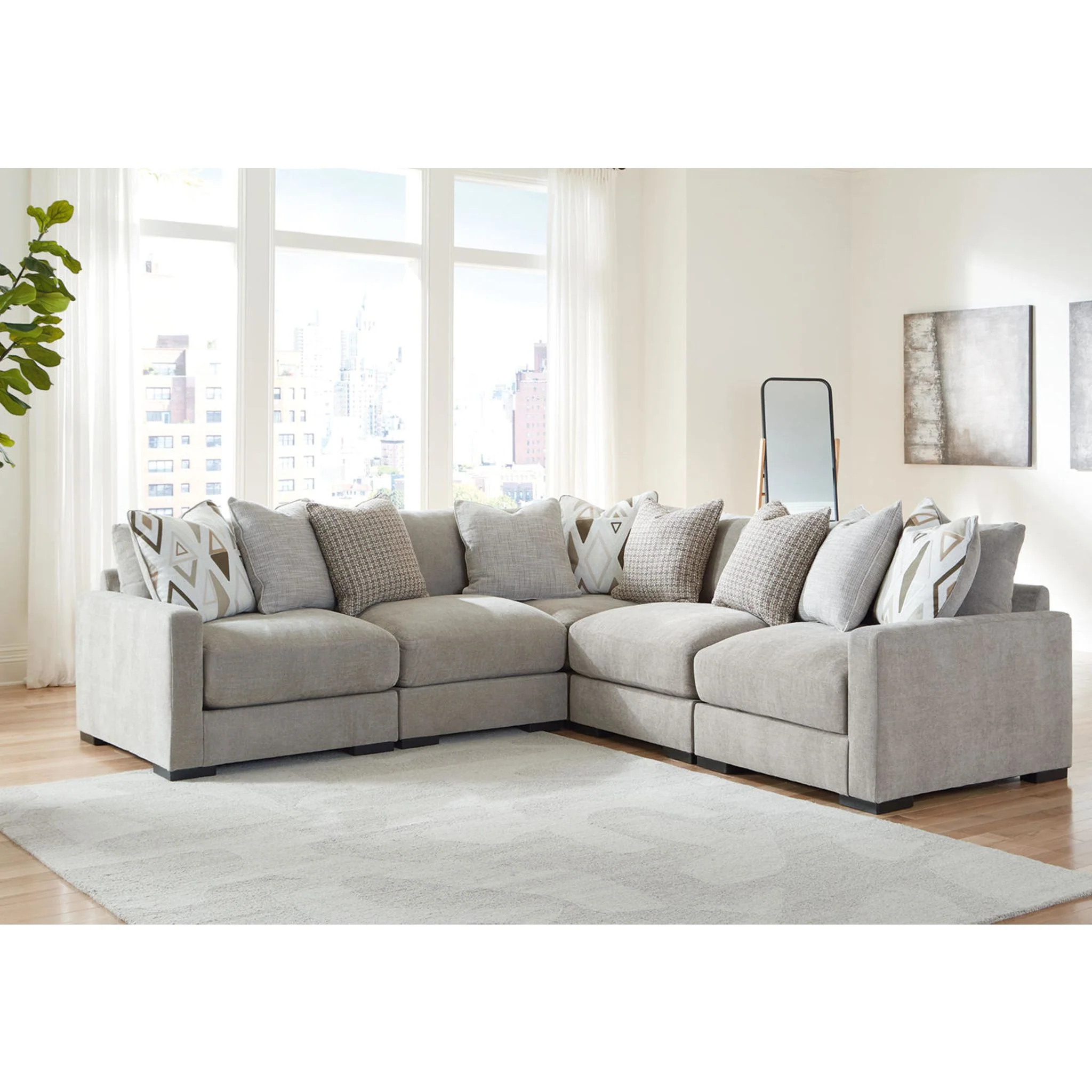 Aslan Court 5 Piece Sectional - Flax - Image 2
