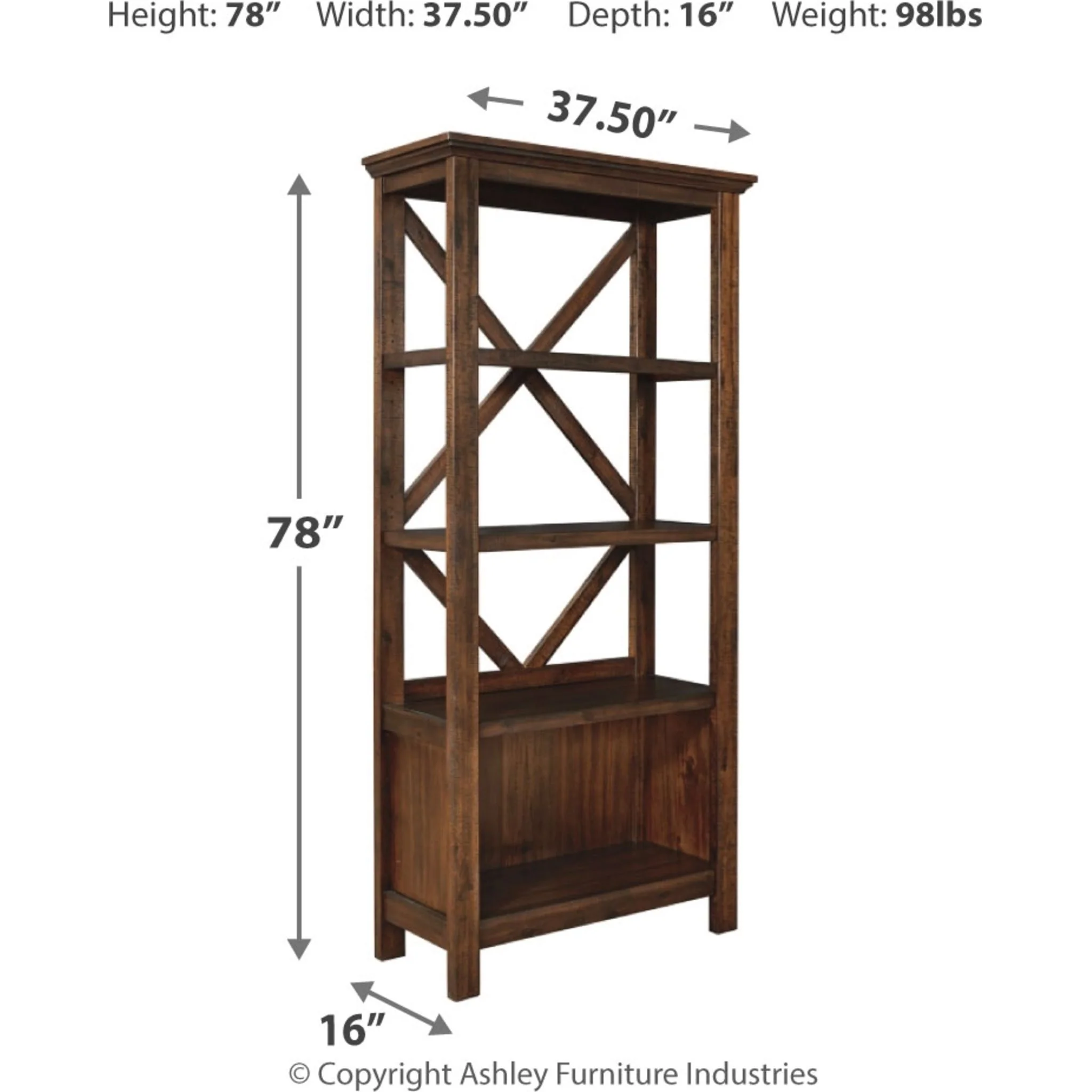 Baldridge Large Bookcase - Rustic Brown - Image 4