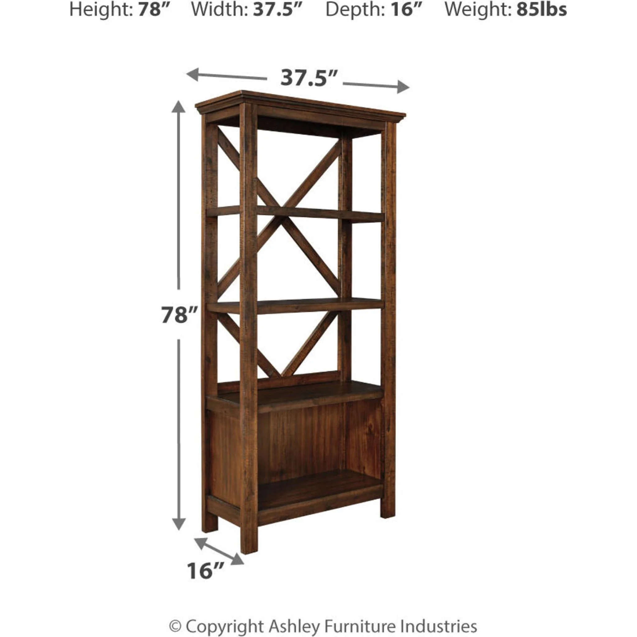 Baldridge Large Bookcase - Rustic Brown - Image 6