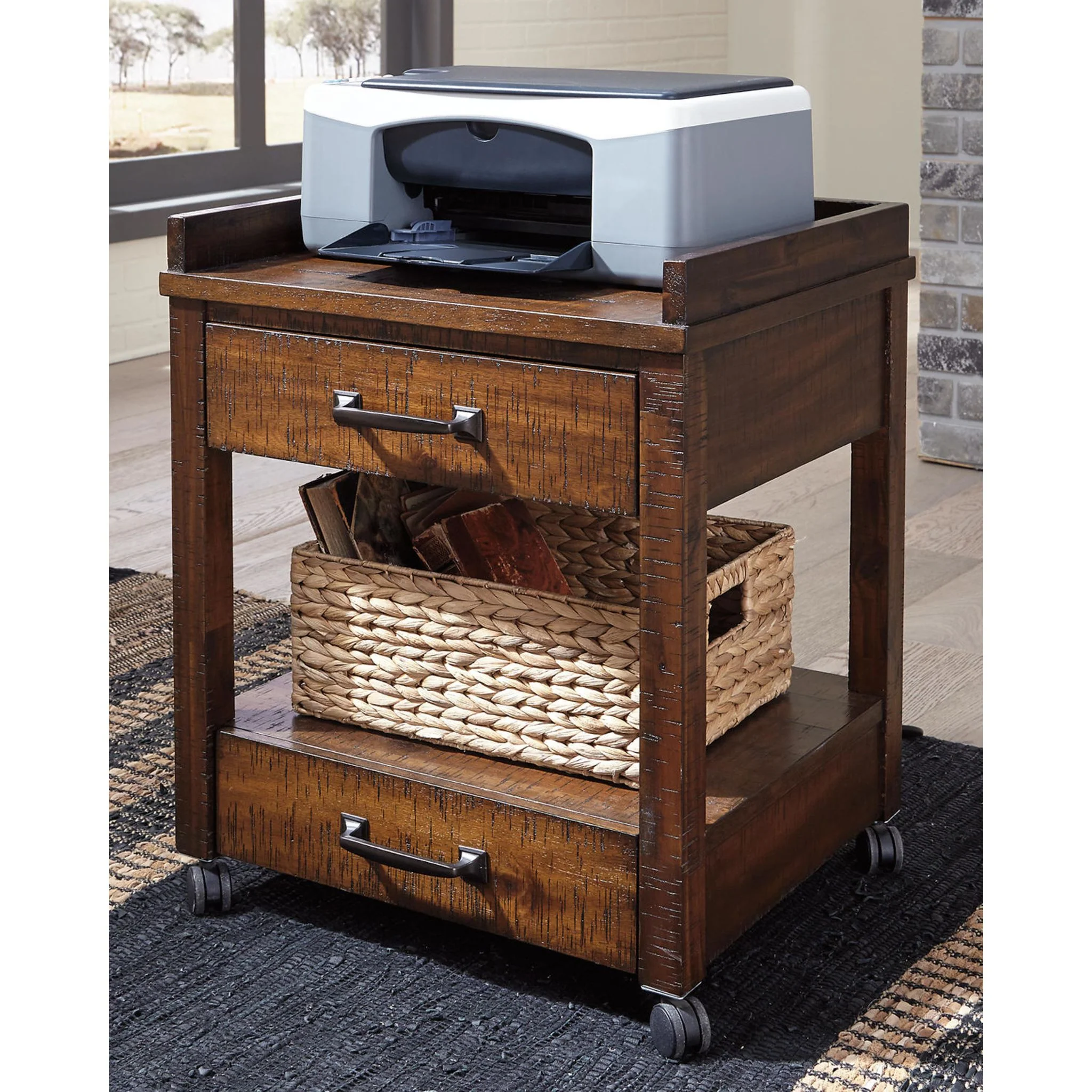 Baldridge Printer Stand - Rustic Brown - Image 4
