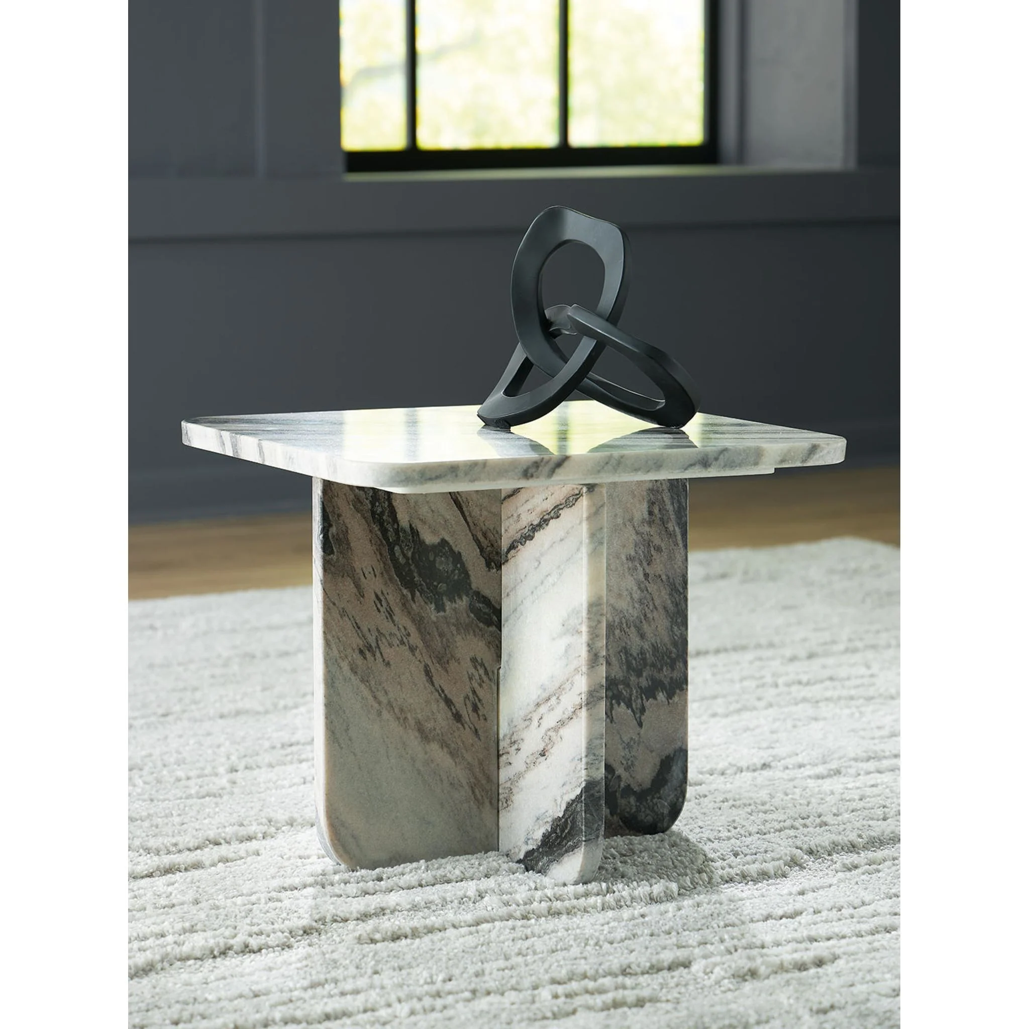 Baretton Accent Table - Black/White/Taupe - Image 4