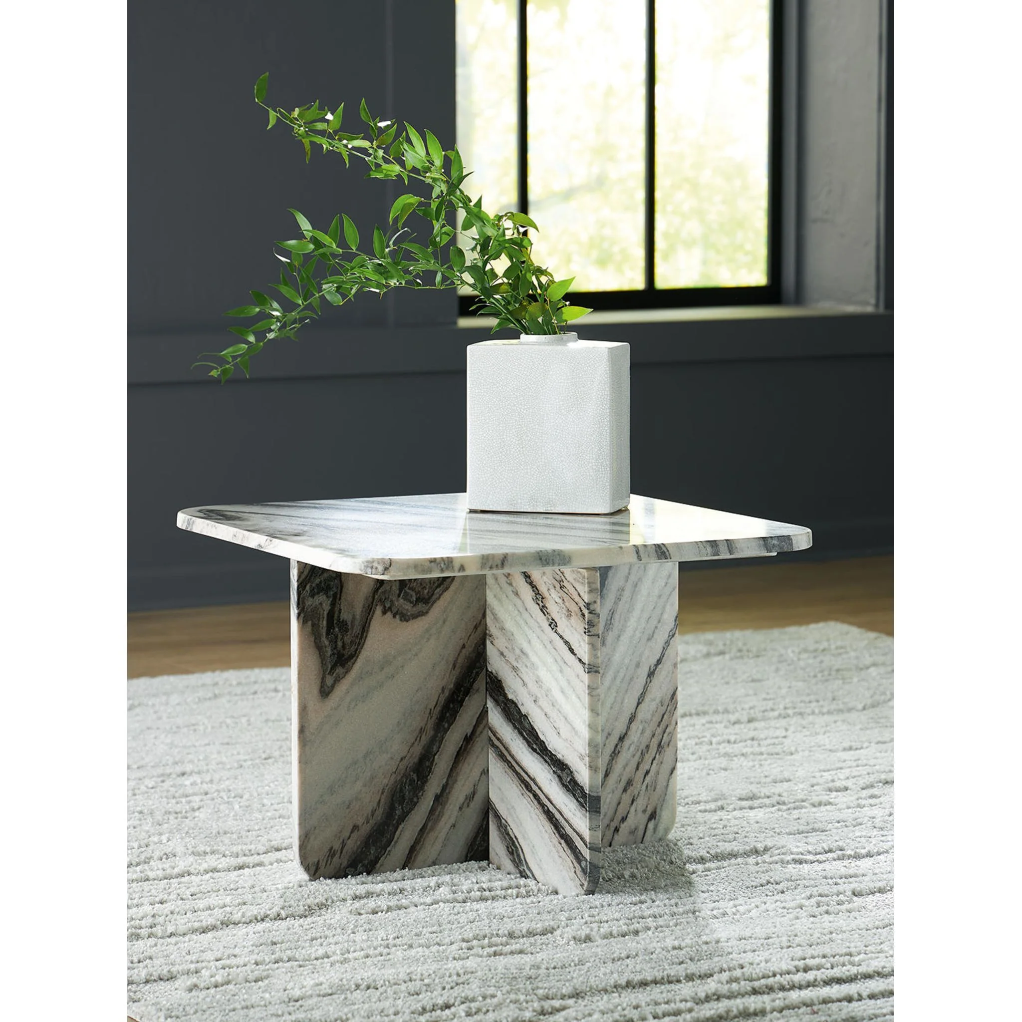 Baretton Accent Table - Black/White/Taupe - Image 4