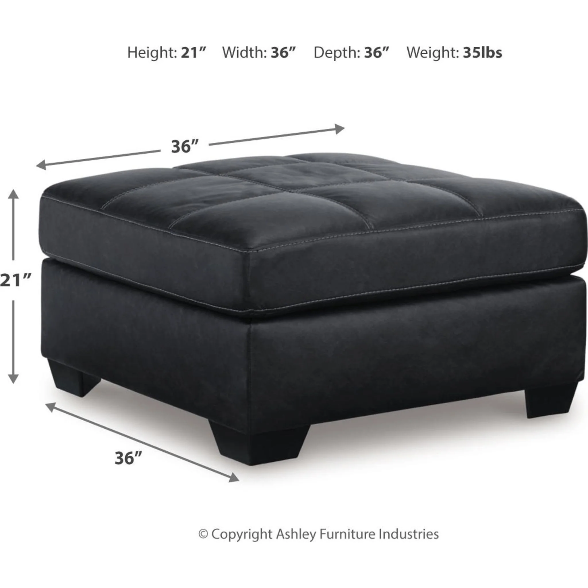 Barlin Mills Oversized Accent Ottoman - Carbon - Image 3