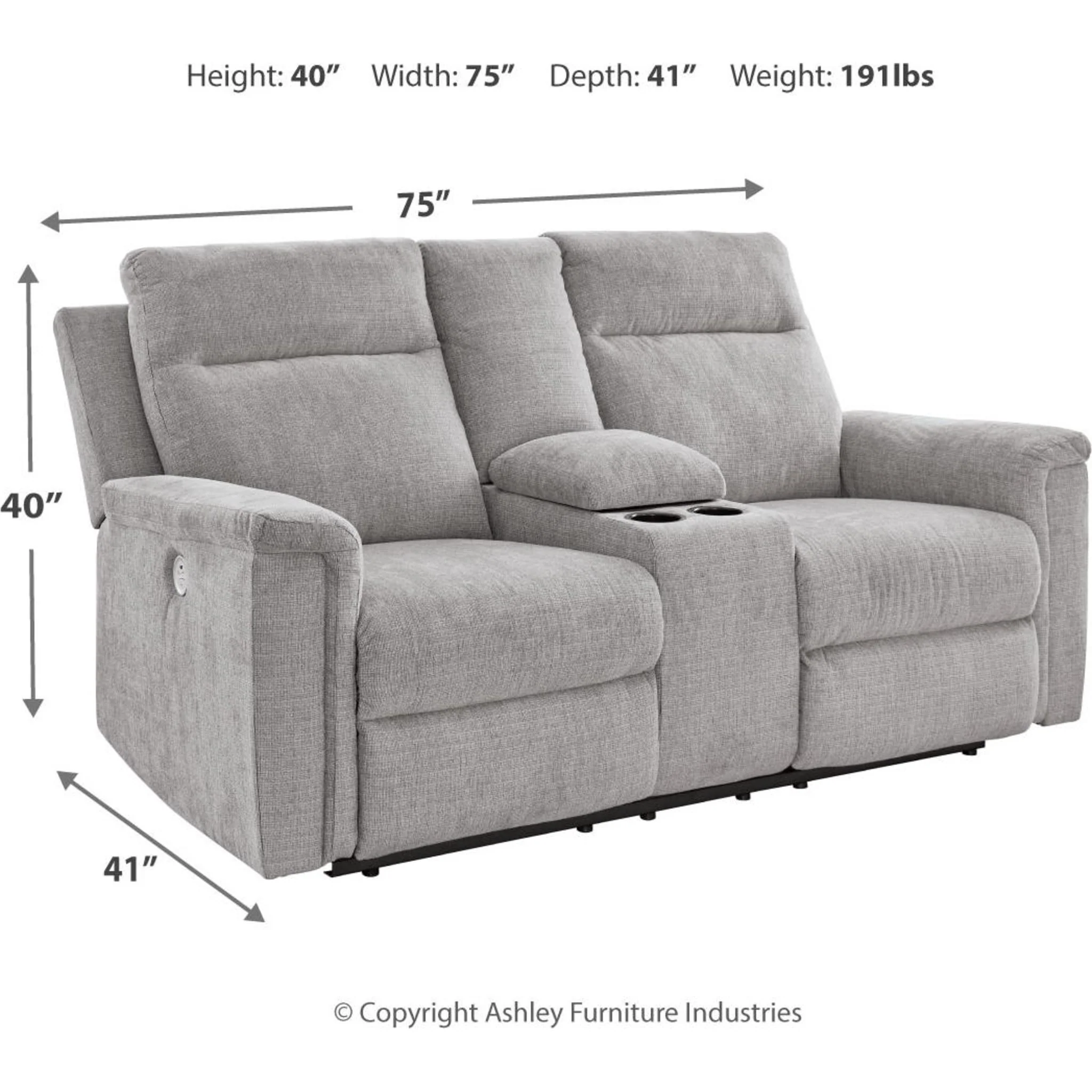 Barnsana Power Reclining Loveseat with Console - Image 17