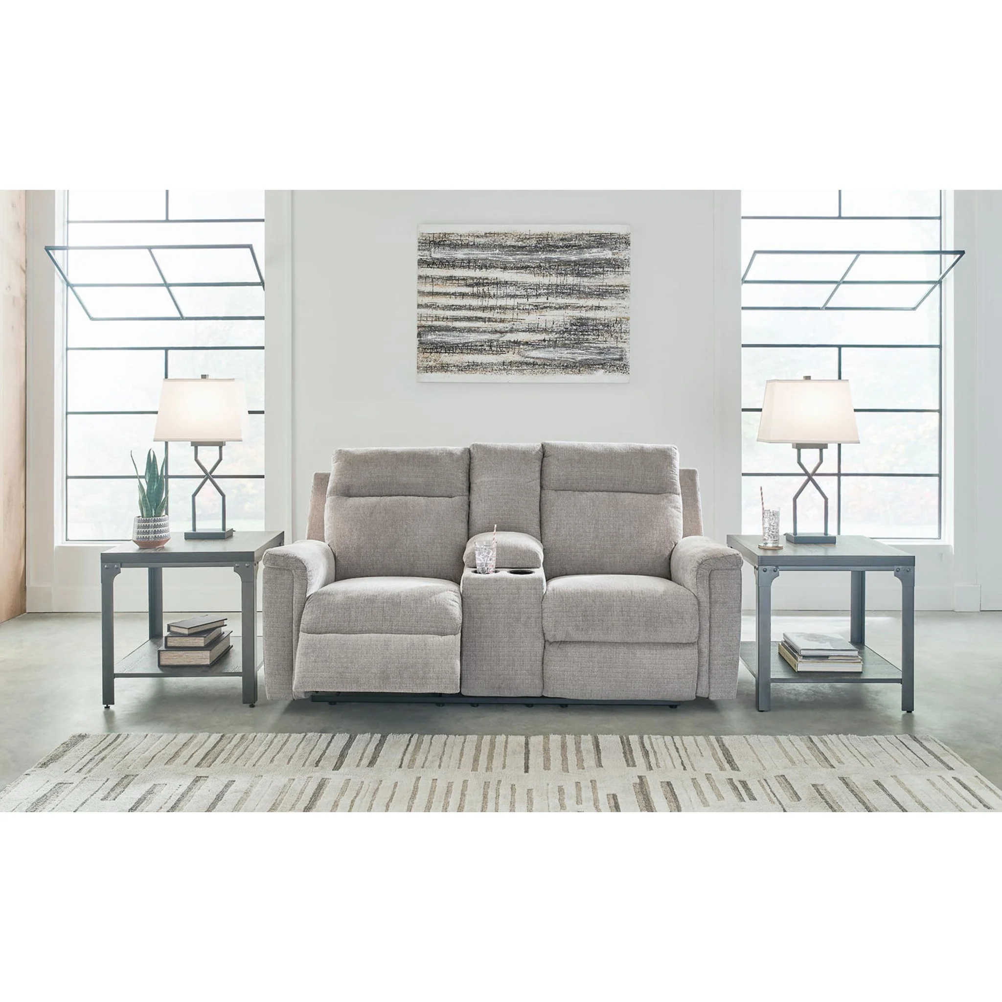 Barnsana Power Reclining Loveseat with Console - Image 2