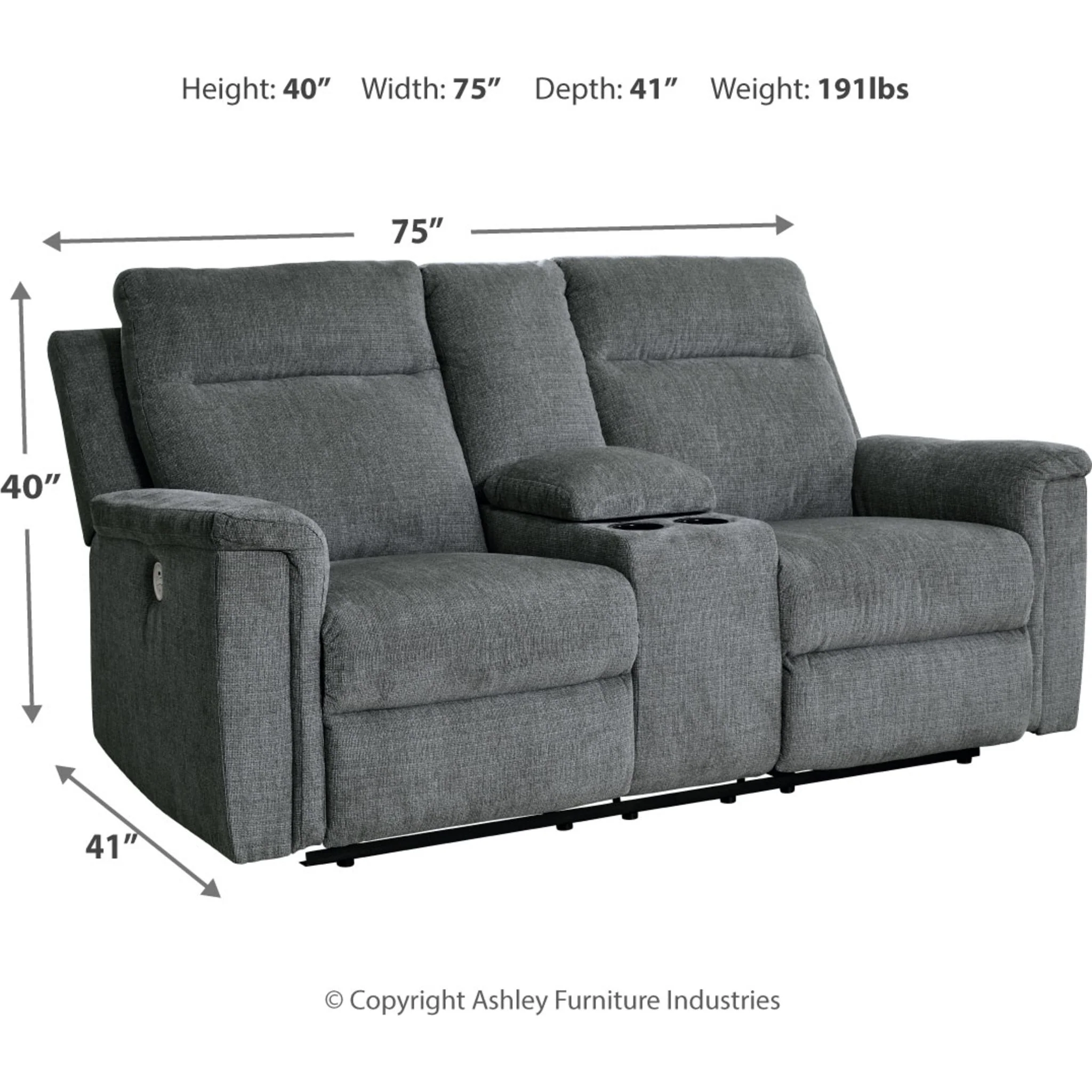 Barnsana Power Reclining Loveseat with Console - Image 26