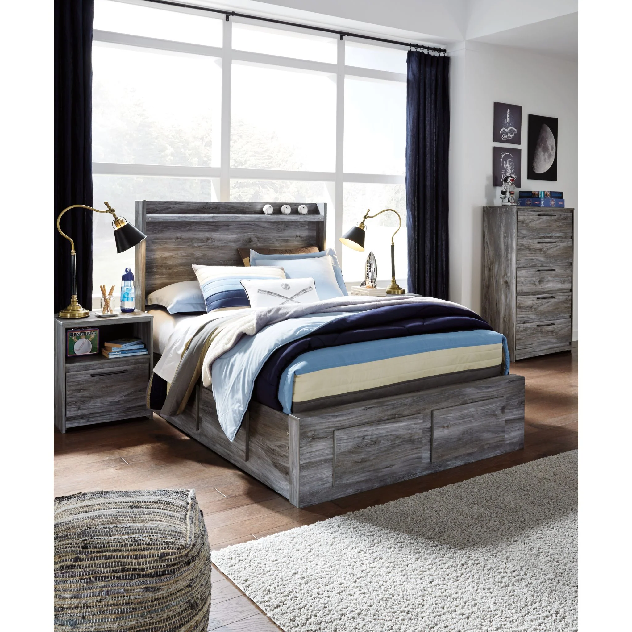 Baystorm 5 Piece Full Storage Bed - Gray - Image 2