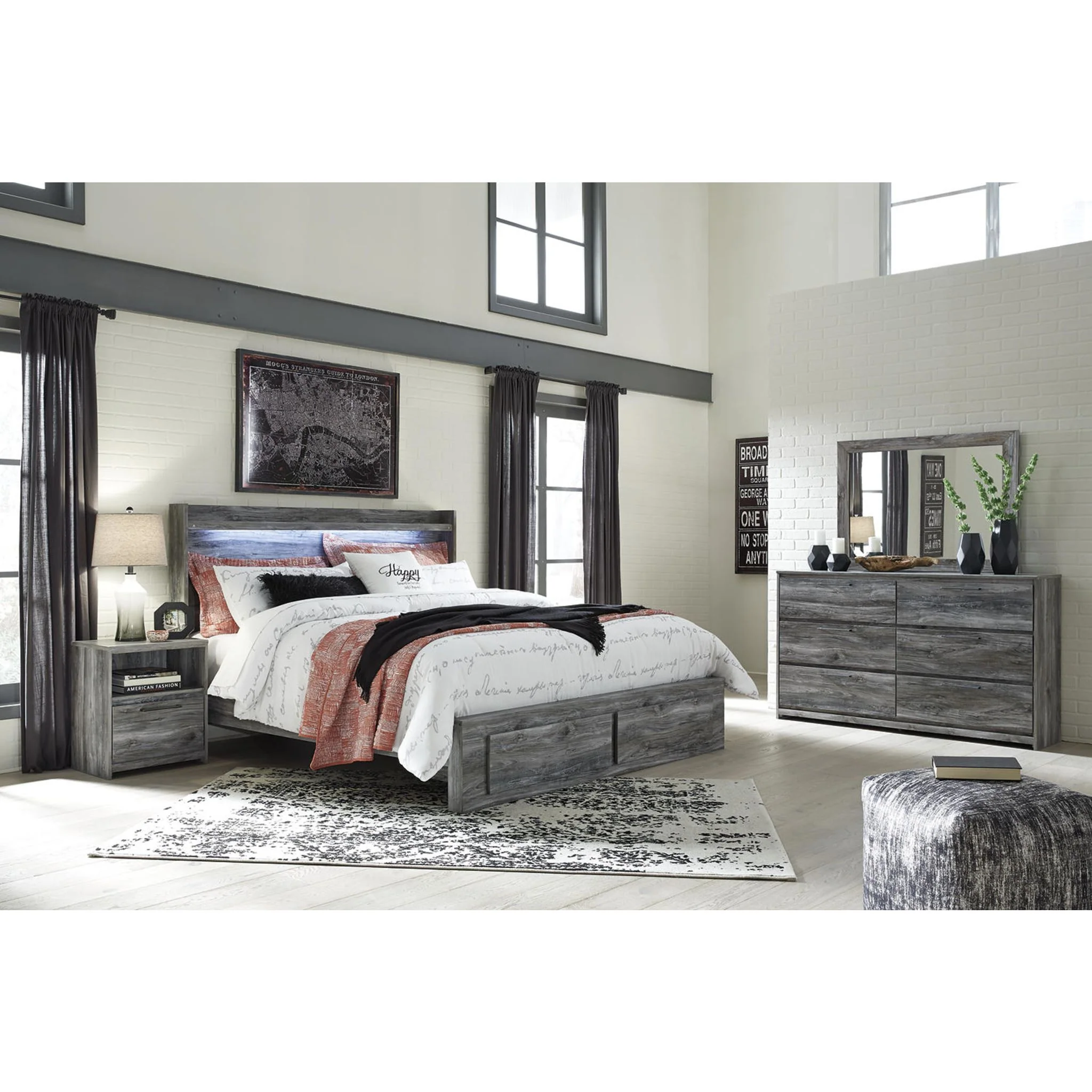 Baystorm 6 Piece King Storage Bedroom - Gray - Image 2