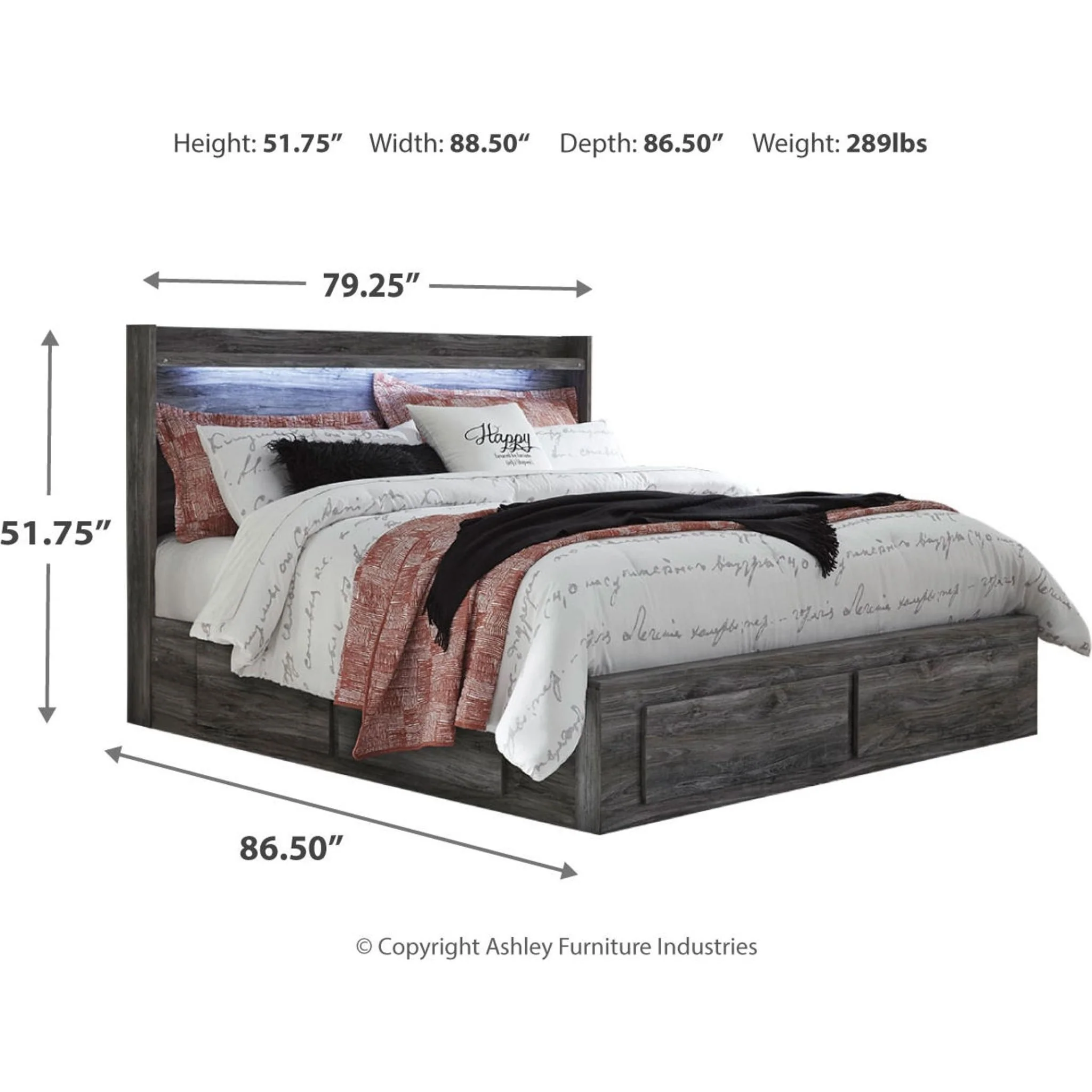 Baystorm 6 Piece King Storage Bedroom - Gray - Image 5