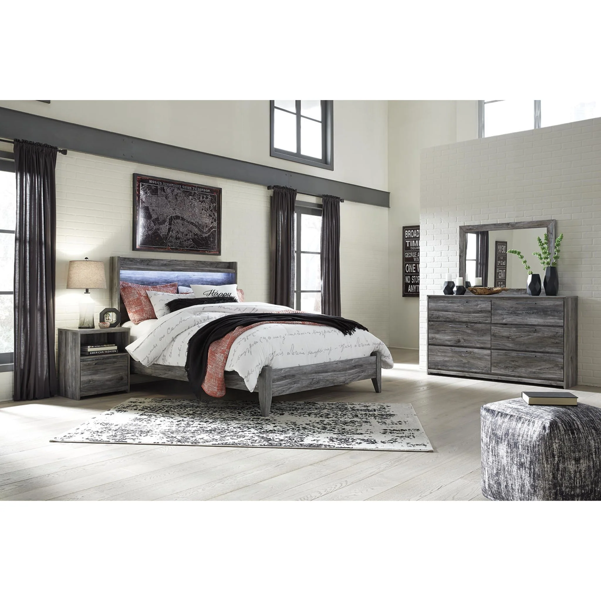 Baystorm 6 Piece Queen Panel Bedroom - Gray - Image 12