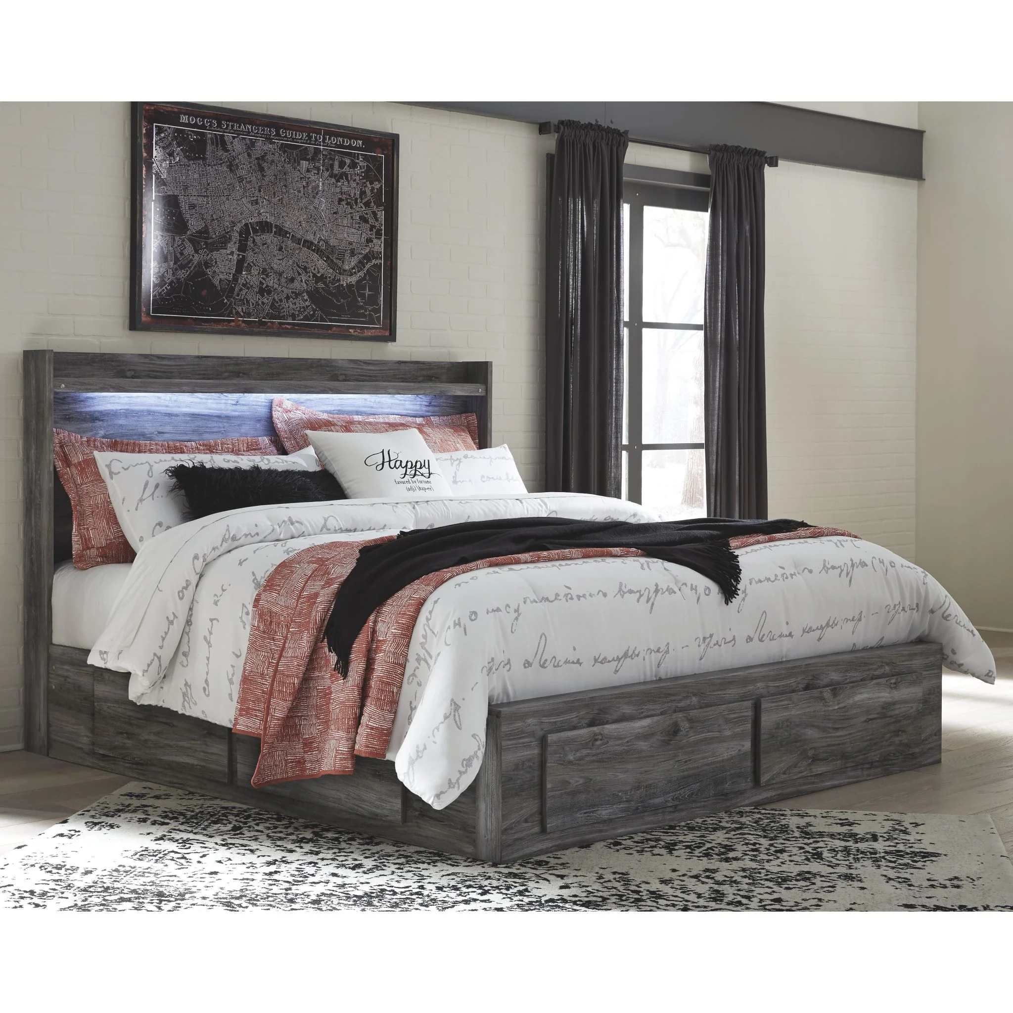 Baystorm Panel Bed with 4 Drawer Storage - Gray - Image 21