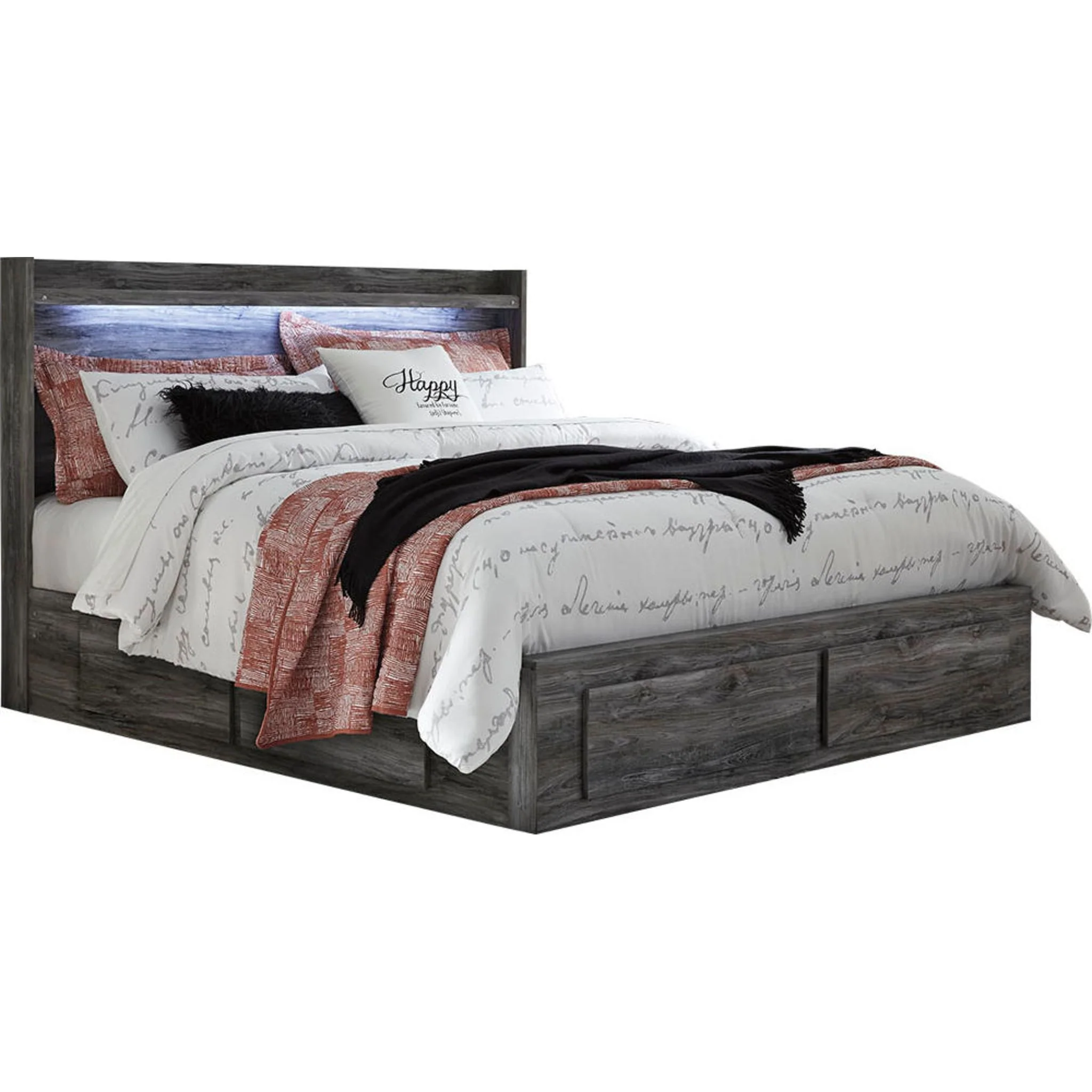 Baystorm Panel Bed with 4 Drawer Storage - Gray - Image 26
