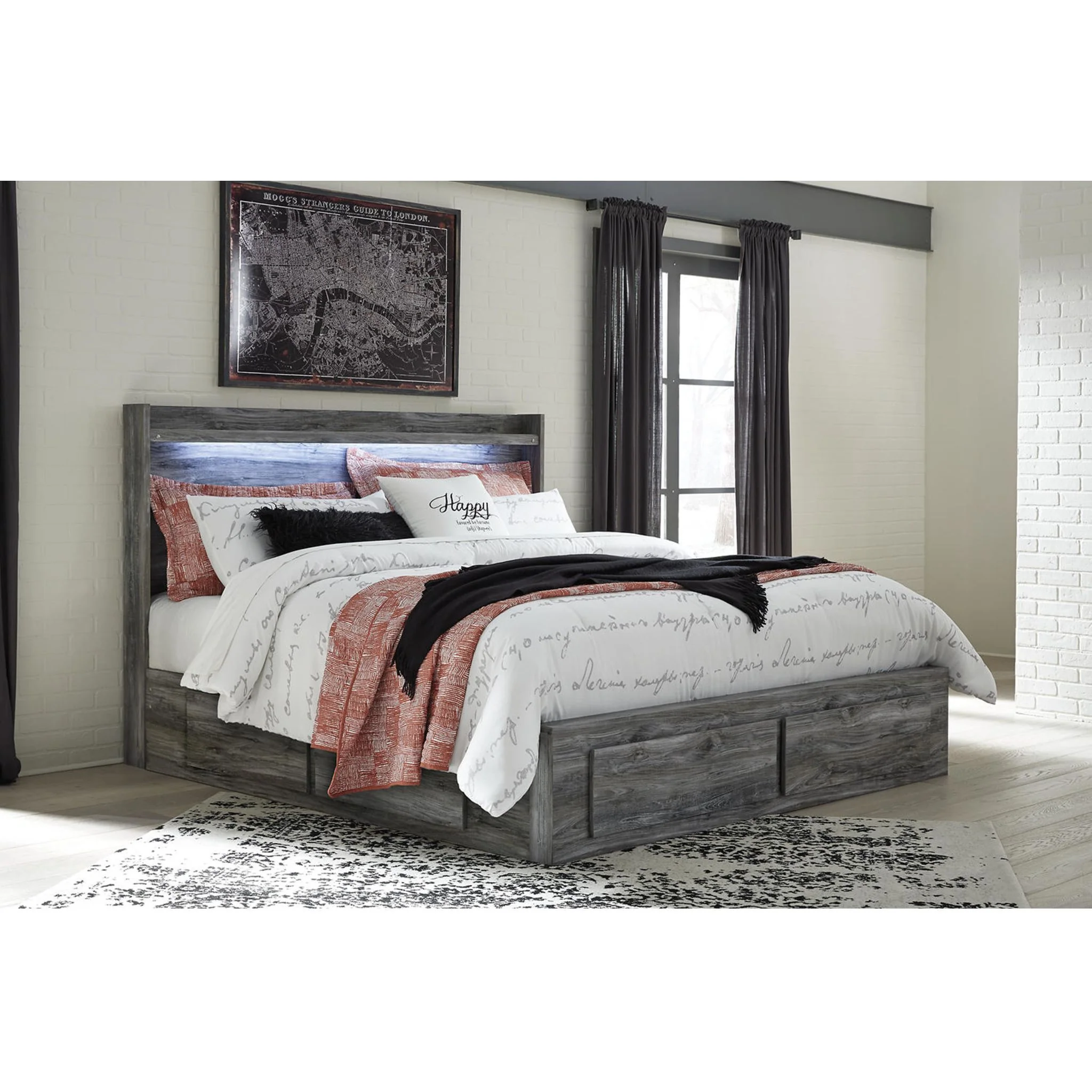 Baystorm Panel Bed with 4 Drawer Storage - Gray - Image 28