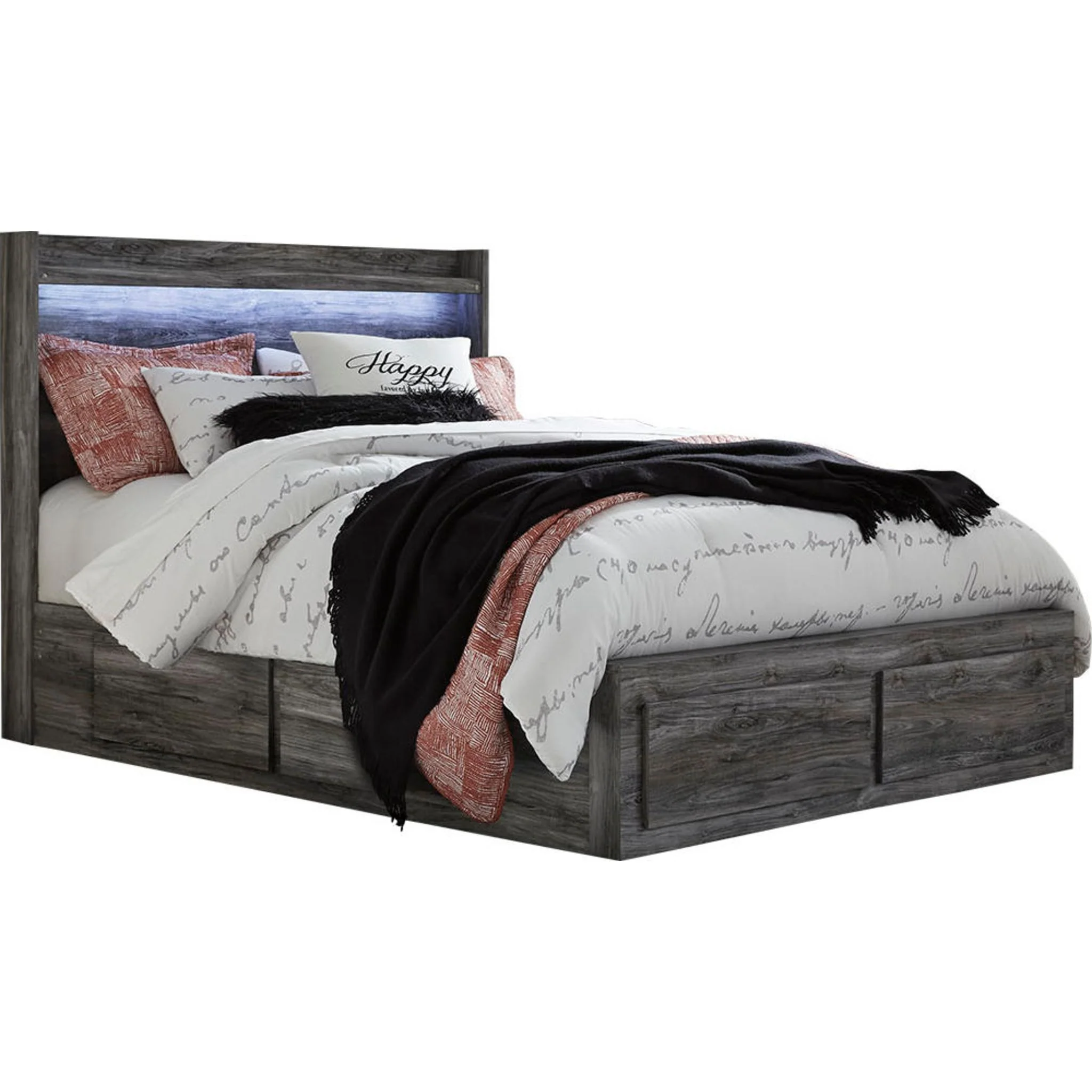 Baystorm Panel Bed with 6 Drawer Storage - Gray - Image 7