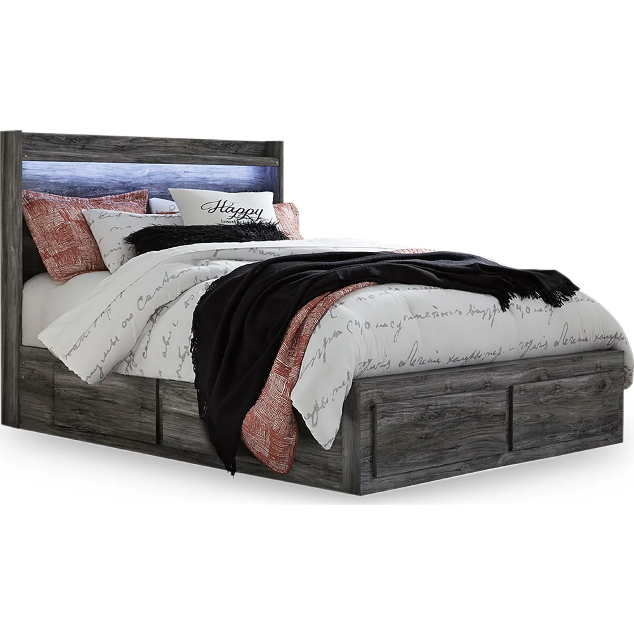 Baystorm Panel Bed with 6 Drawer Storage - Gray - Image 8