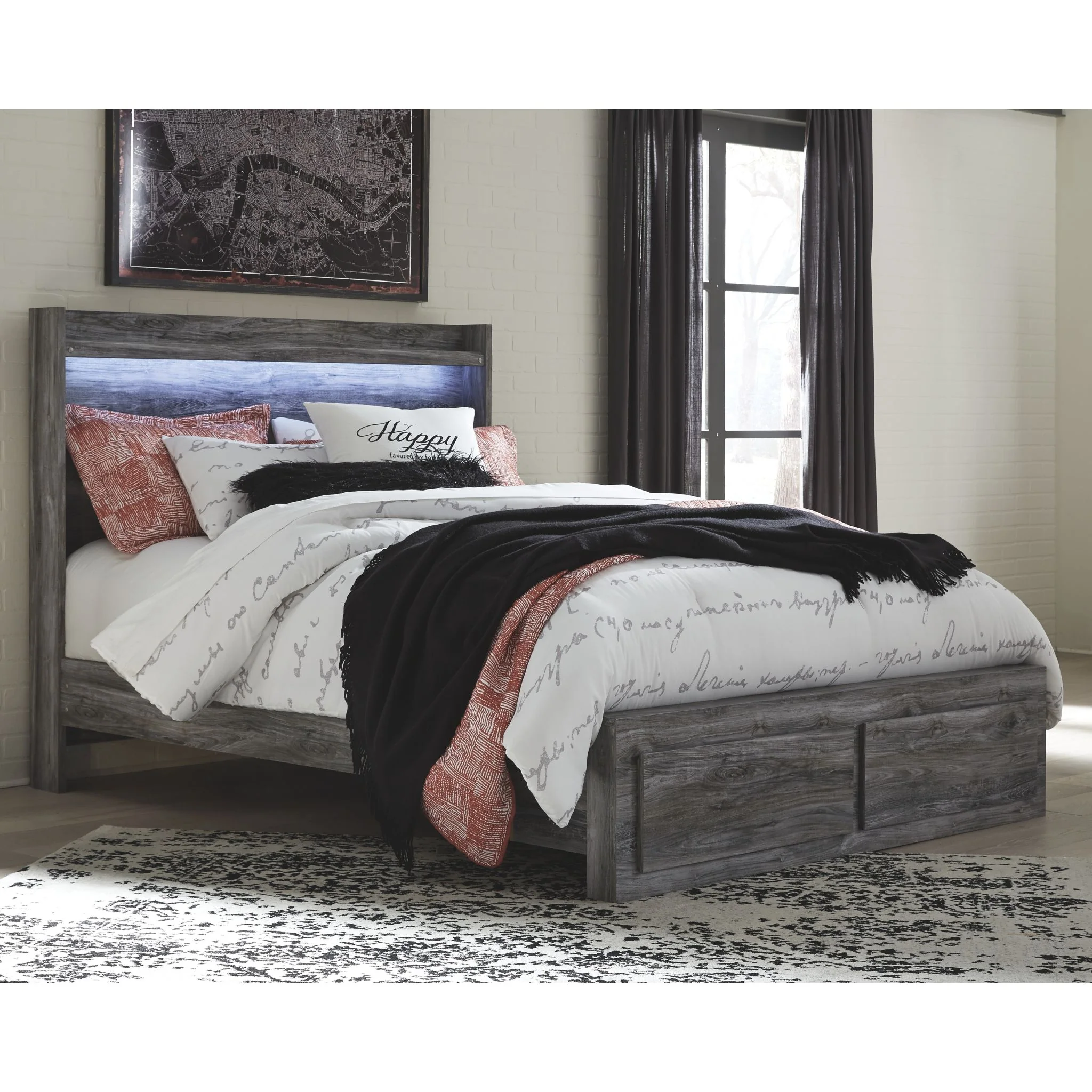 Baystorm Panel Bed with Footboard Storage - Gray - Image 2