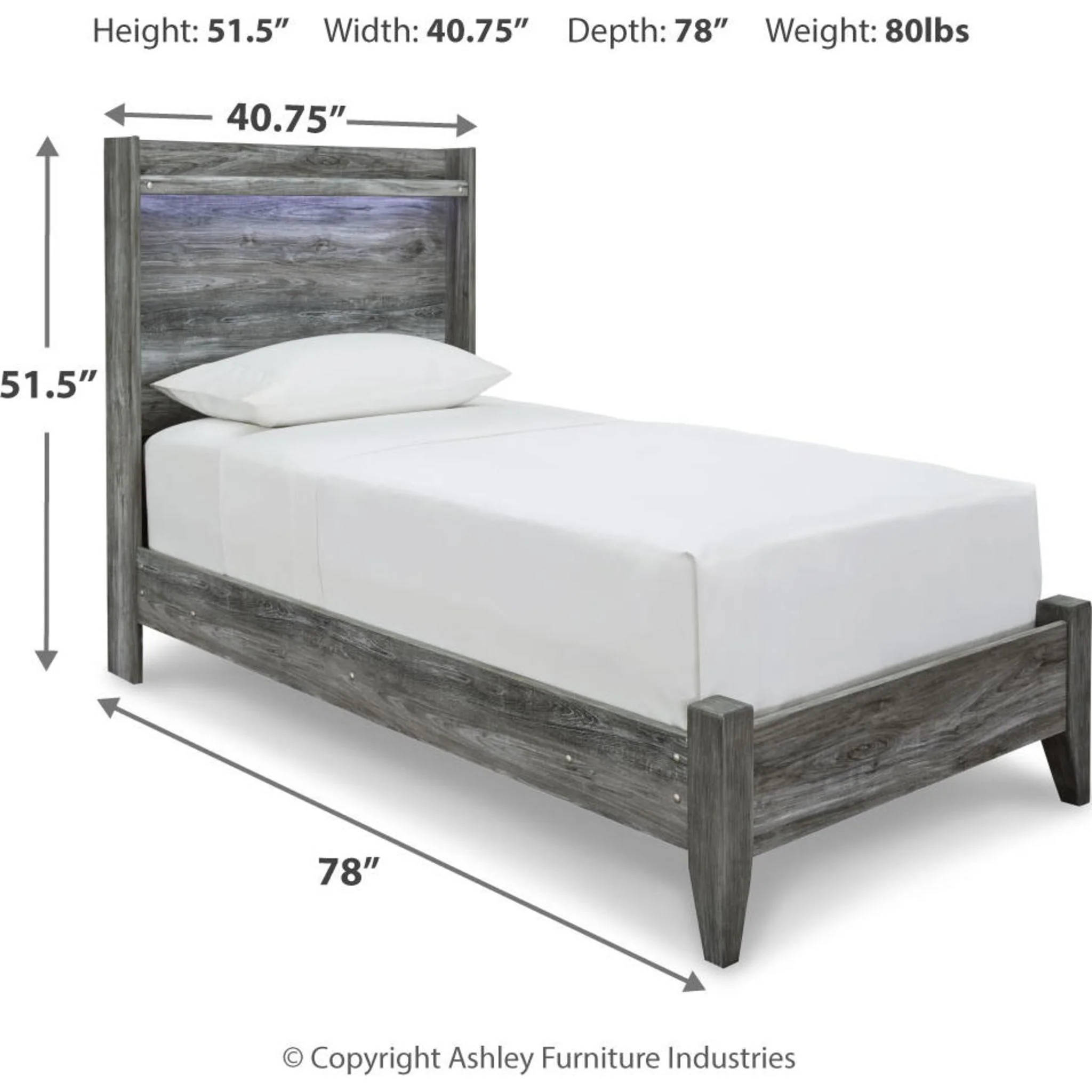 Baystorm Twin Panel Bed - Gray - Image 10