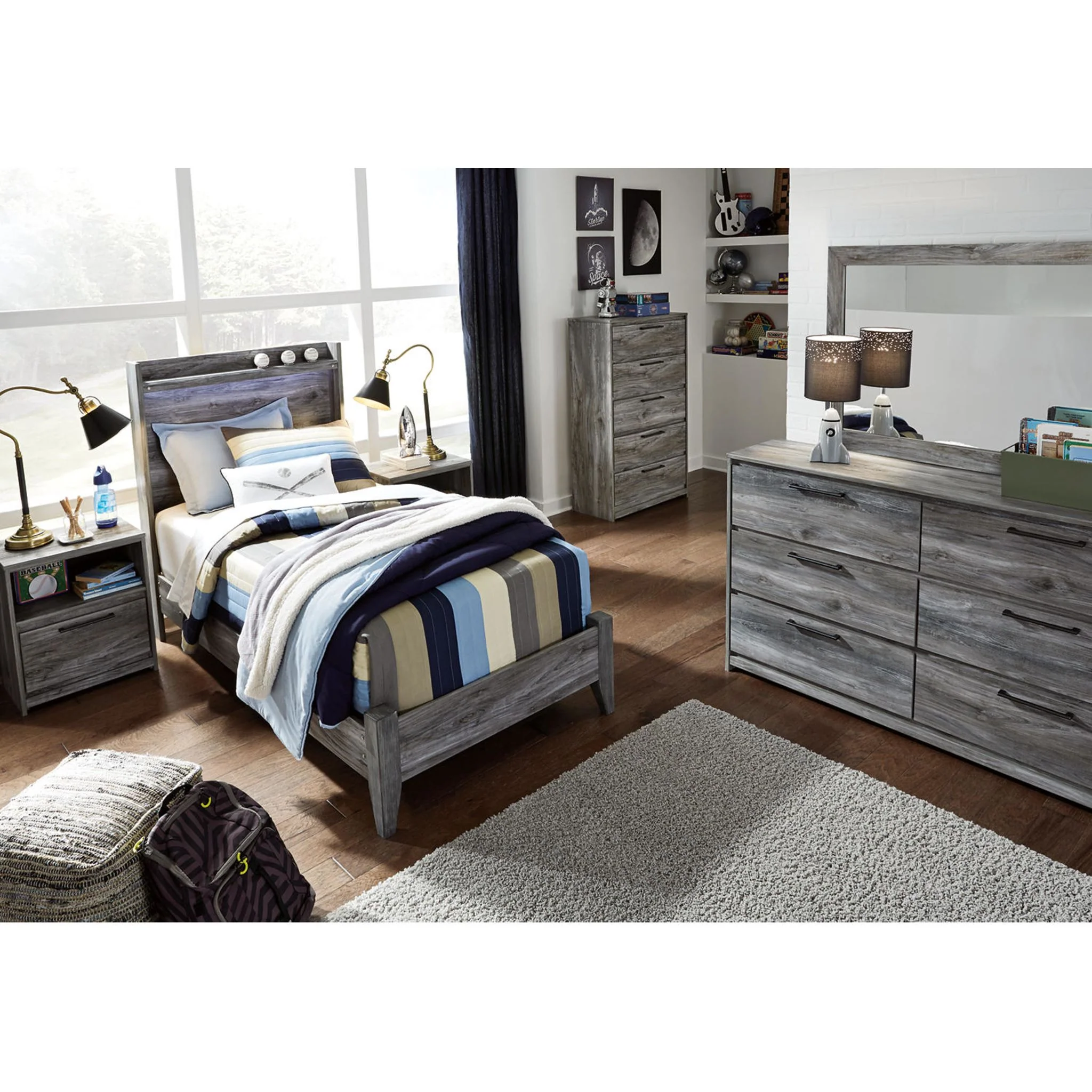 Baystorm Twin Panel Bed - Gray - Image 12