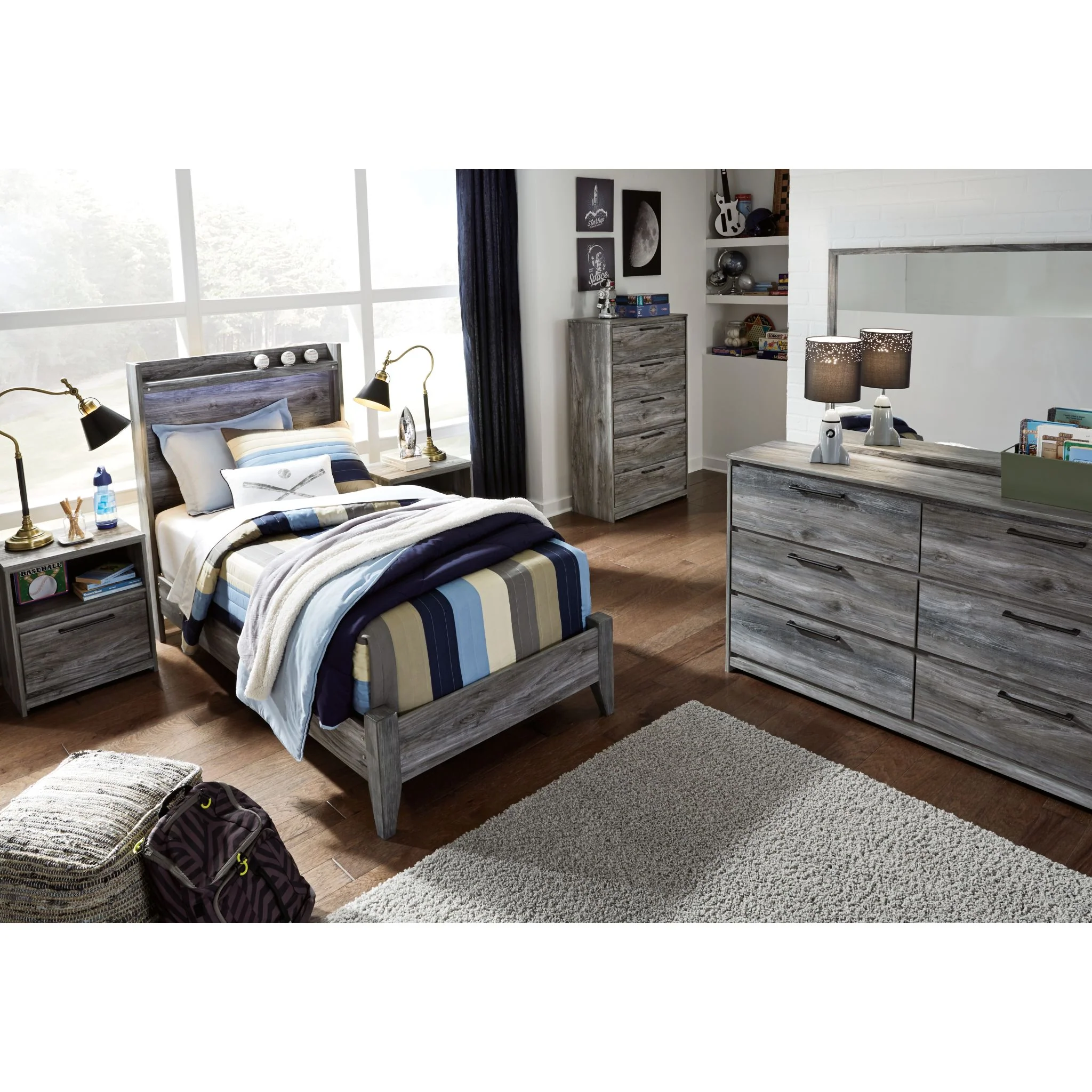 Baystorm Twin Panel Bed - Gray - Image 6