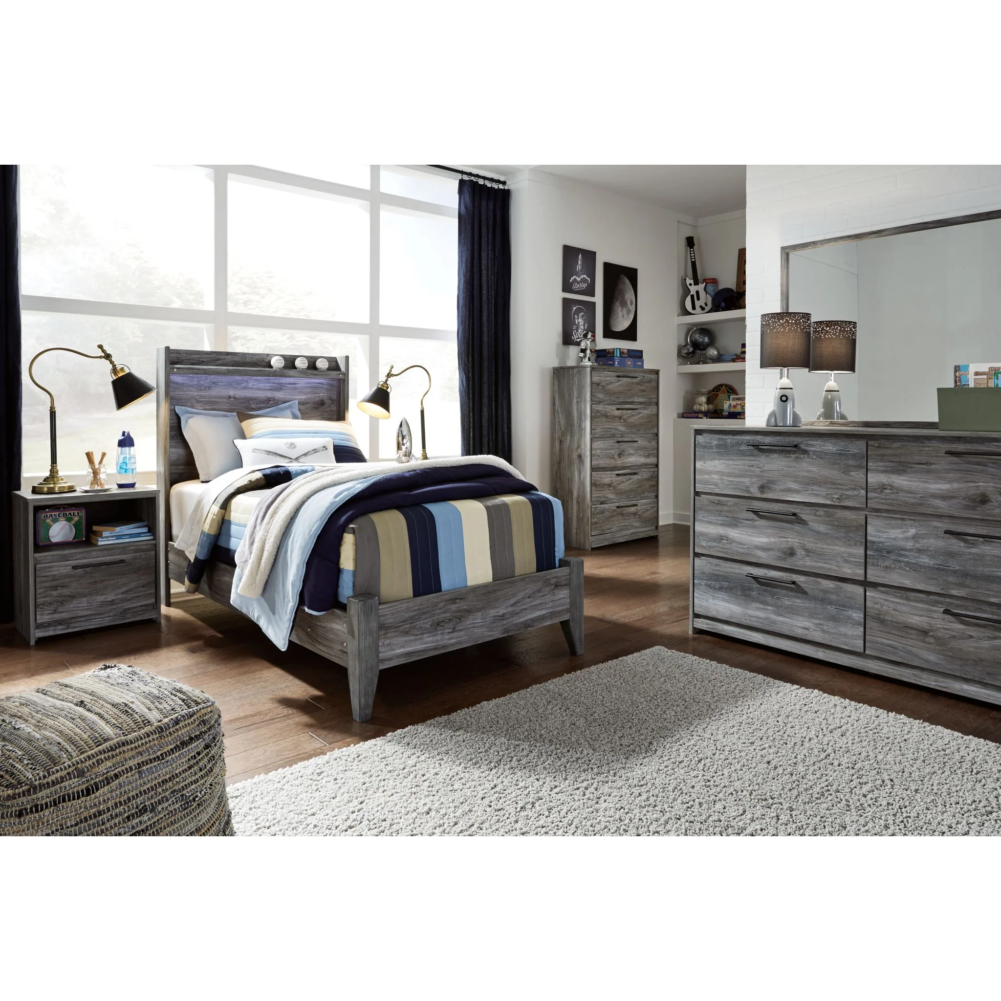 Baystorm Twin Panel Bed - Gray - Image 7
