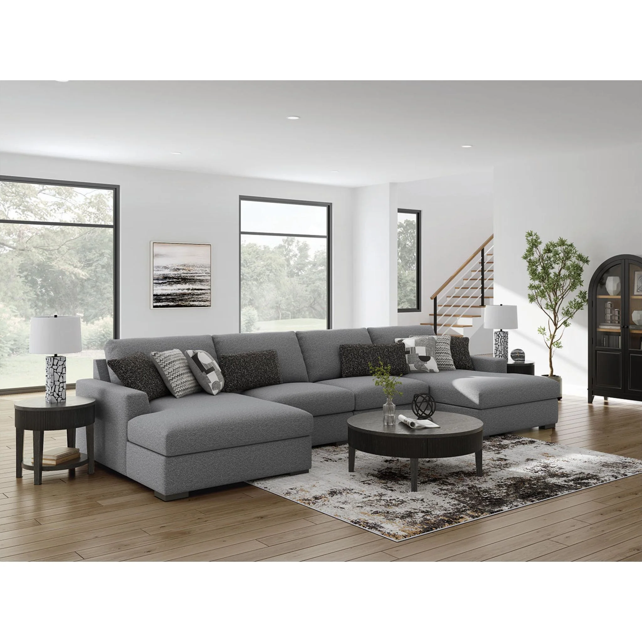 Bealton 4 Piece Sectional with Double Chaise - Salt and Pepper - Image 2