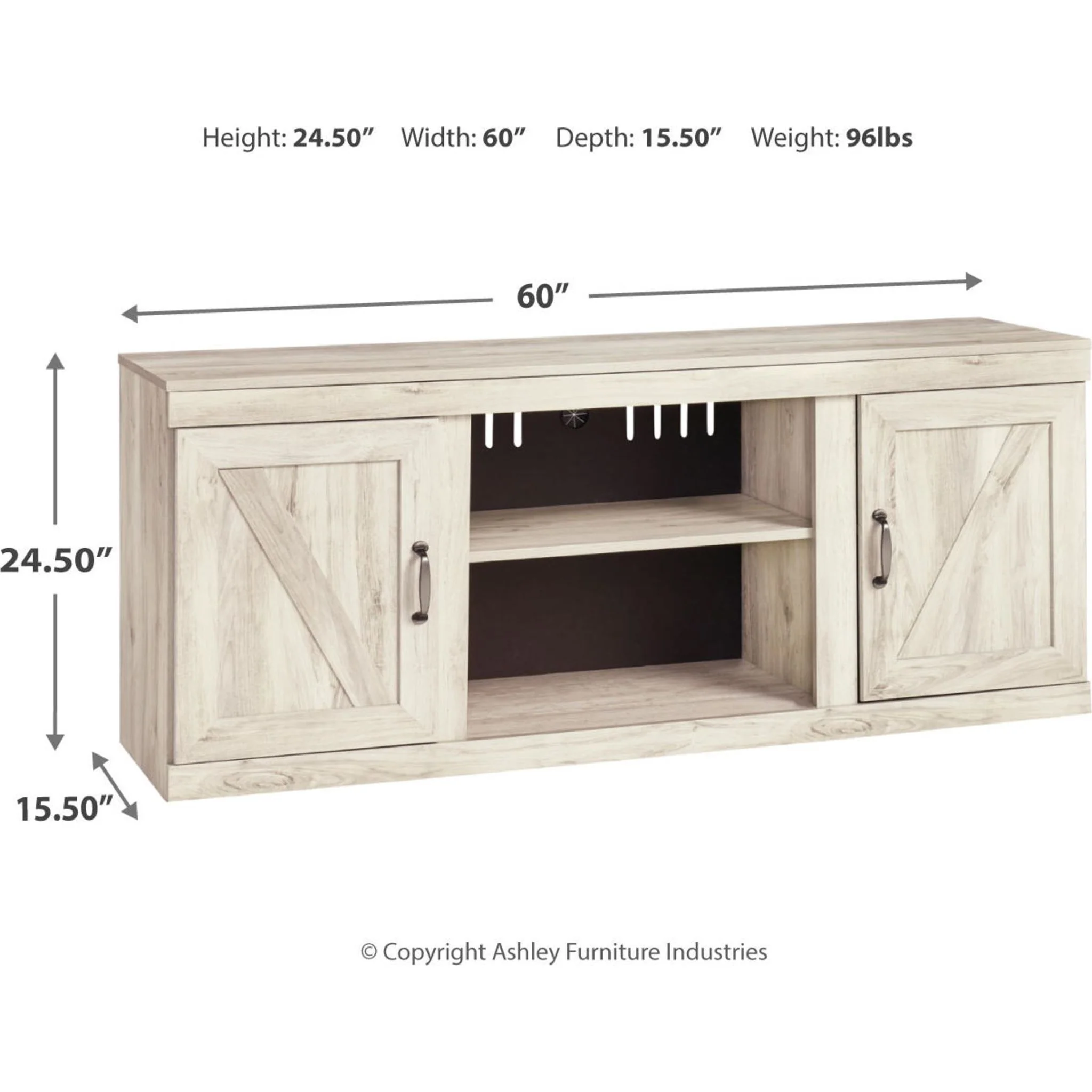 Bellaby 4 Piece Entertainment Unit - Whitewash - Image 9
