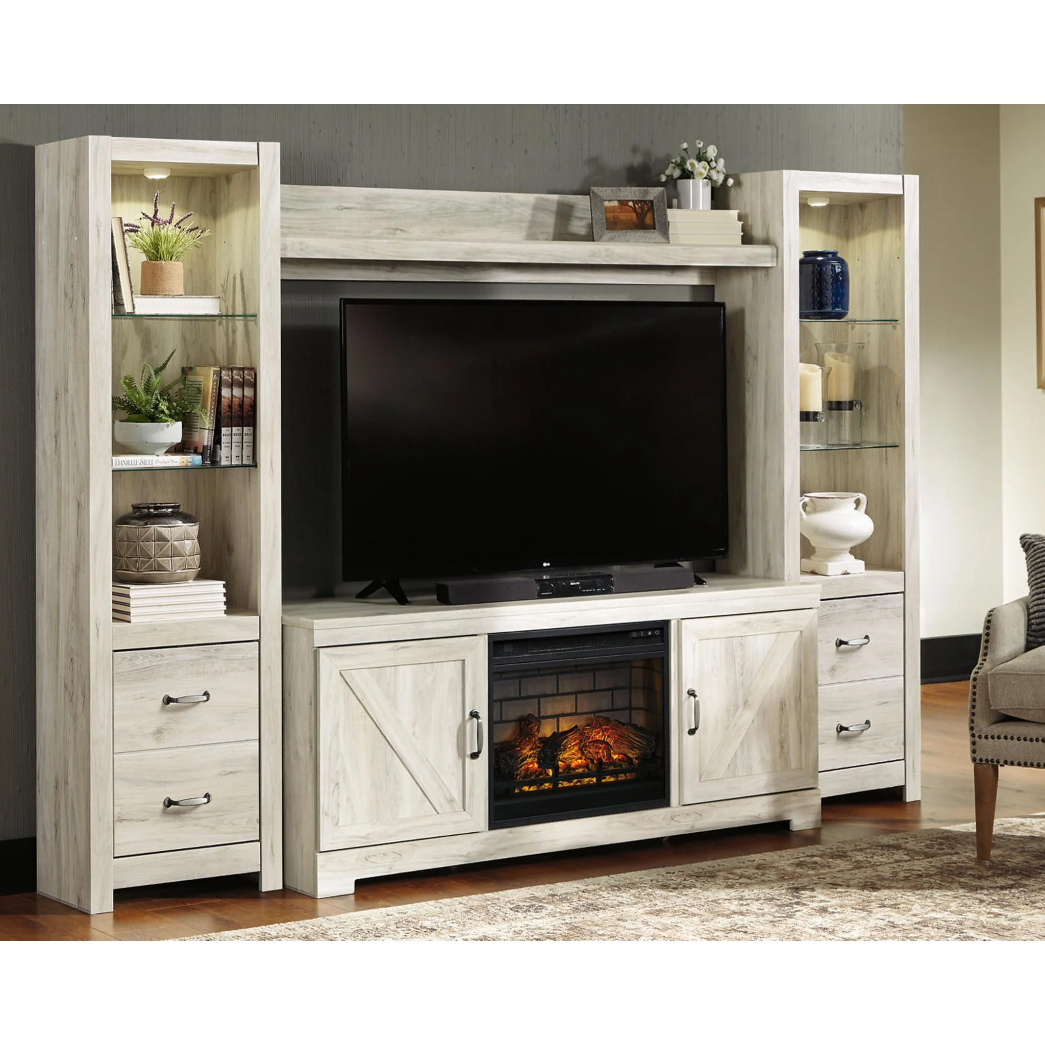 Bellaby 5 Piece Entertainment Unit - Whitewash - Image 11