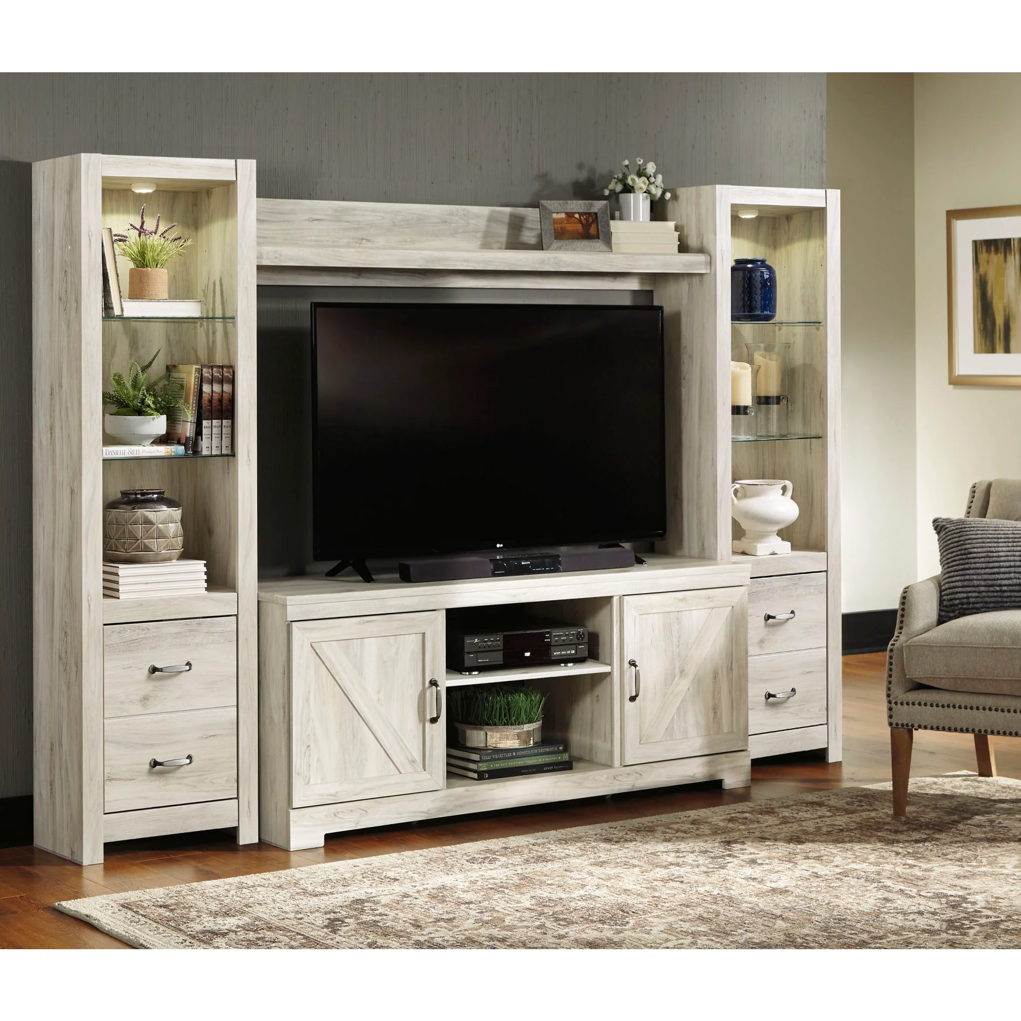 Bellaby 5 Piece Entertainment Unit - Whitewash - Image 3
