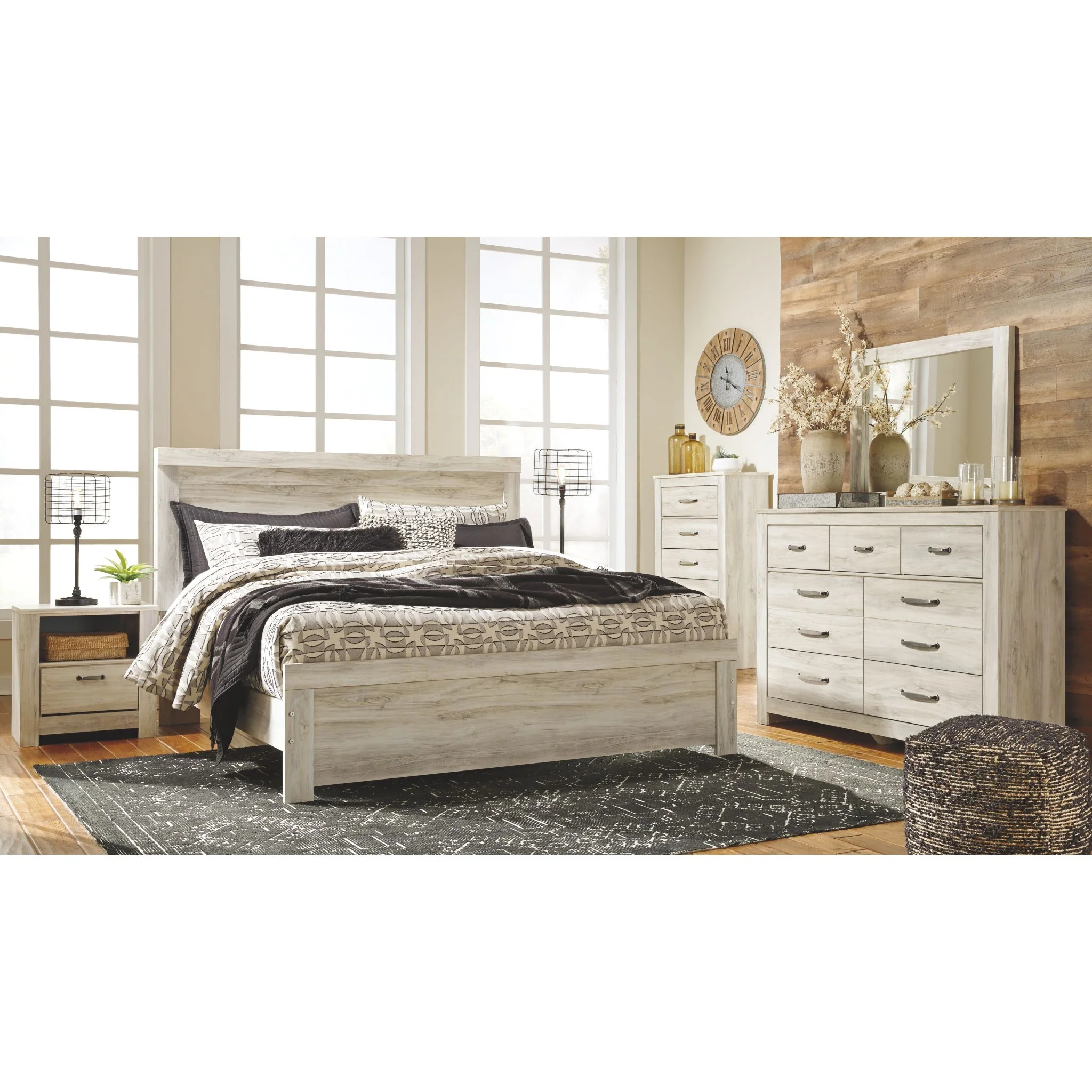 Bellaby 5 Piece King Panel Bedroom - Whitewash - Image 2