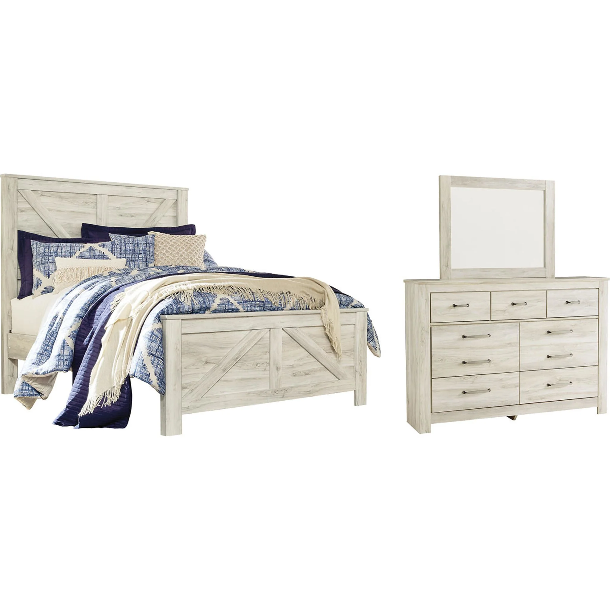 Bellaby 5 Piece Queen Panel Bedroom - White Wash - Image 8