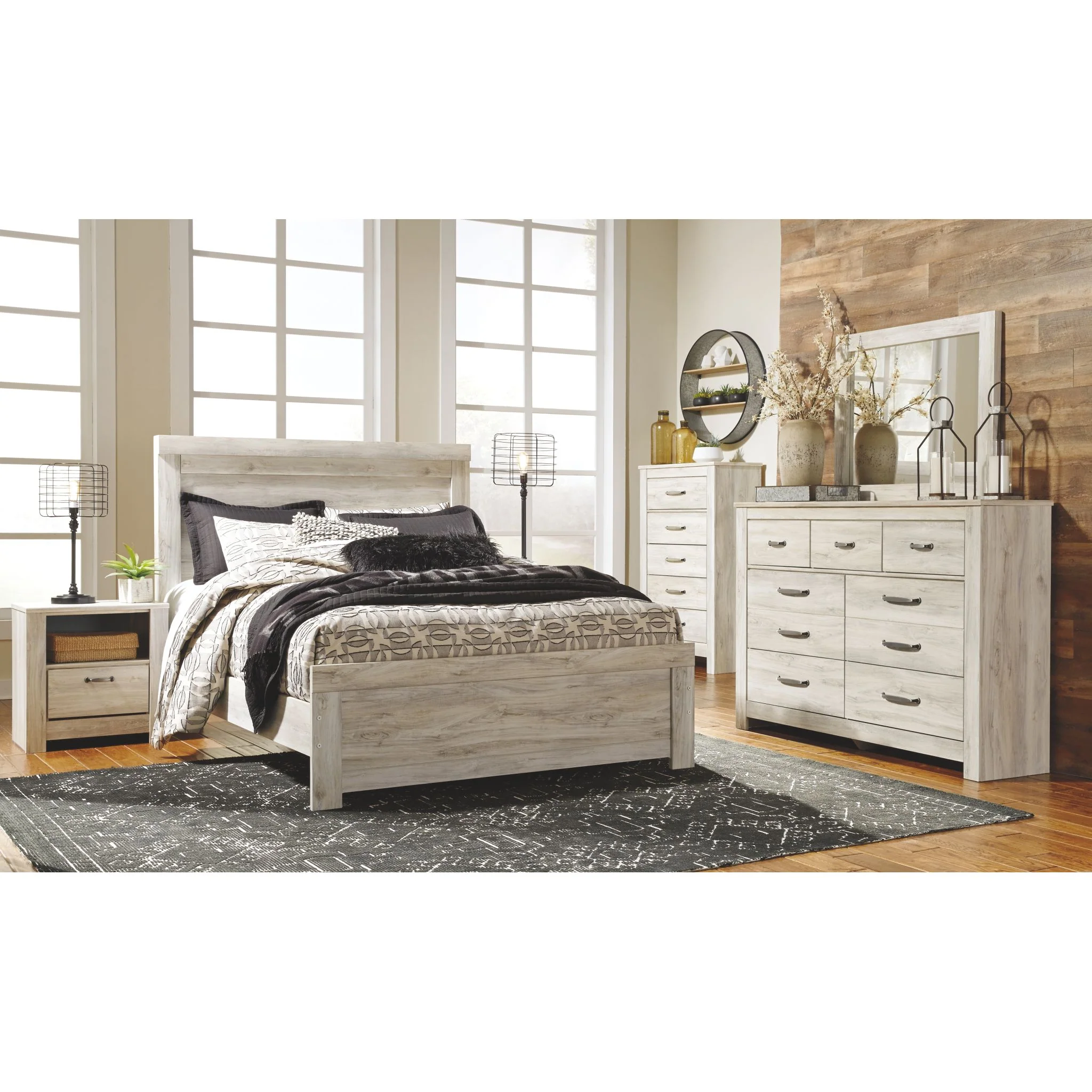 Bellaby 5 Piece Queen Panel Bedroom - White Wash - Image 8