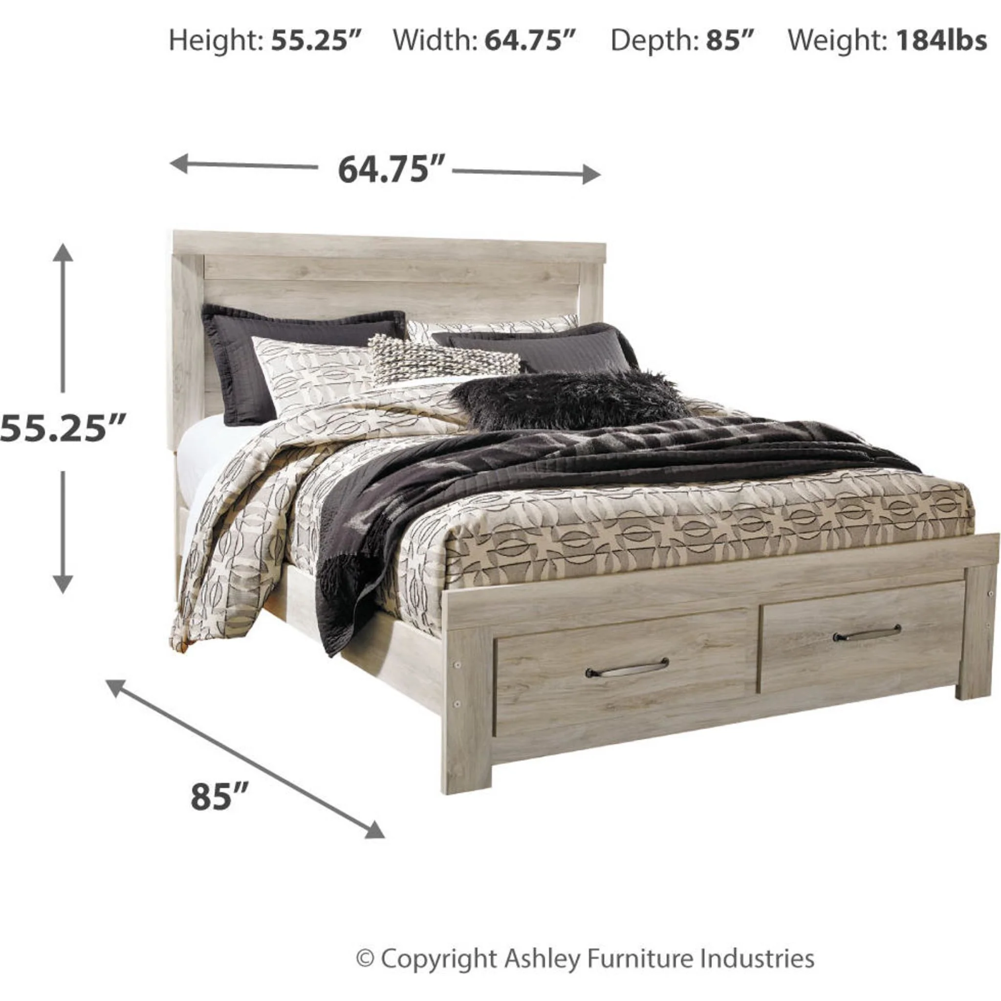 Bellaby 6 Piece Queen Storage Bedroom - Whitewash - Image 5