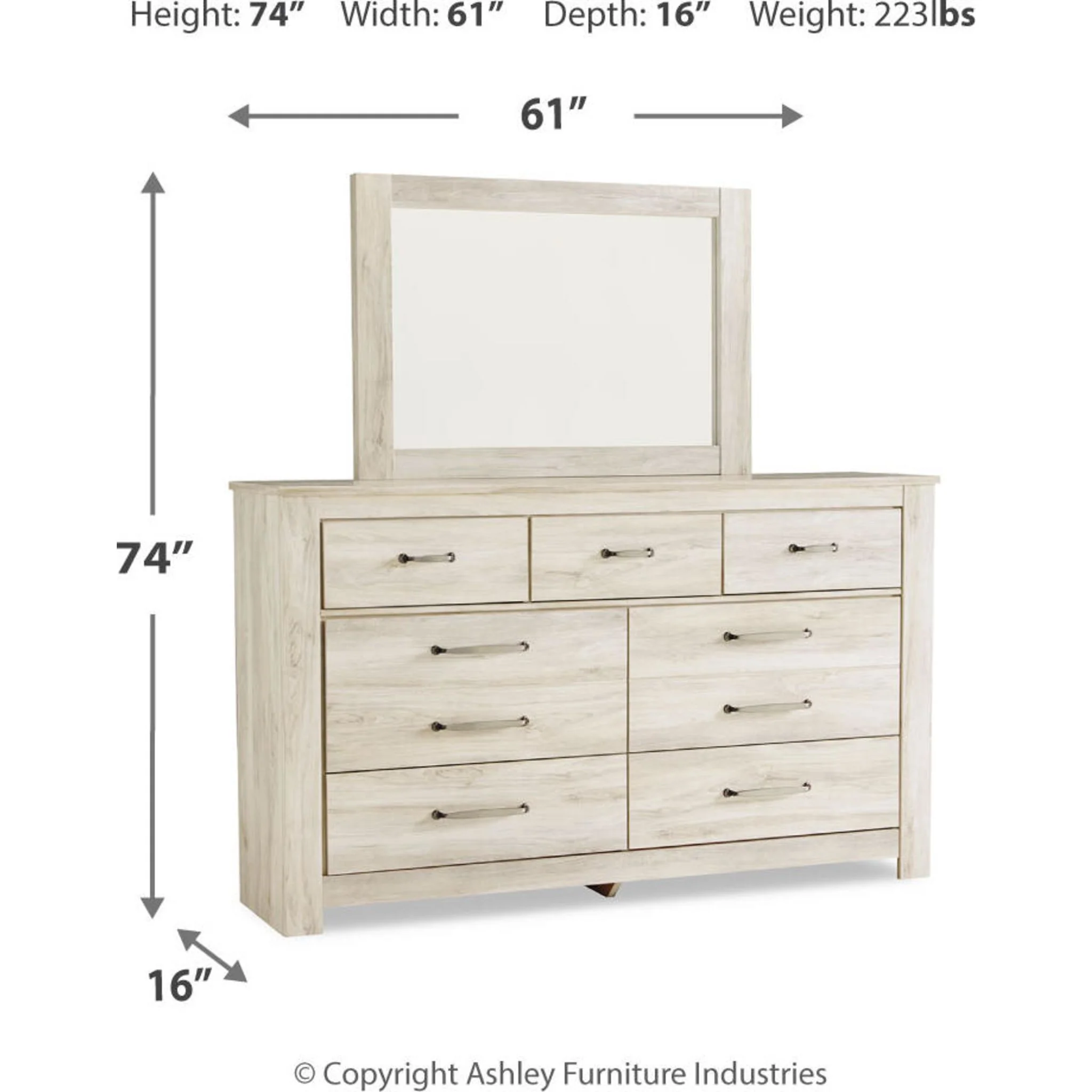 Bellaby Dresser and Mirror - Whitewash - Image 15