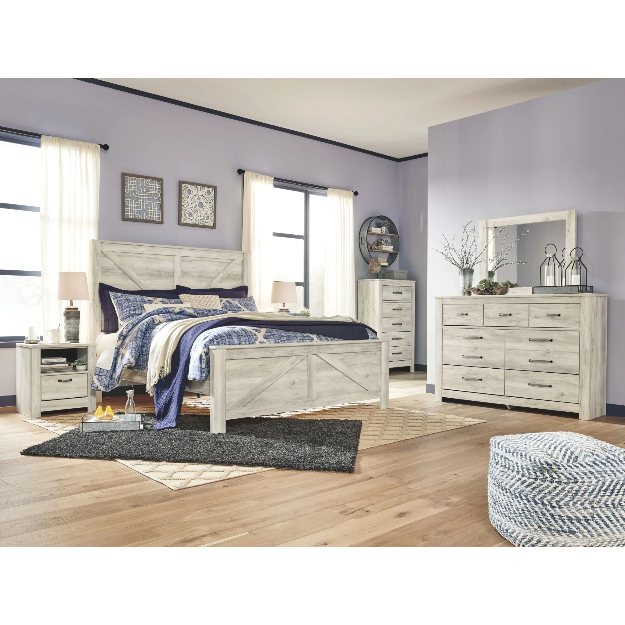 Bellaby King Panel Bed - White Wash - Image 3