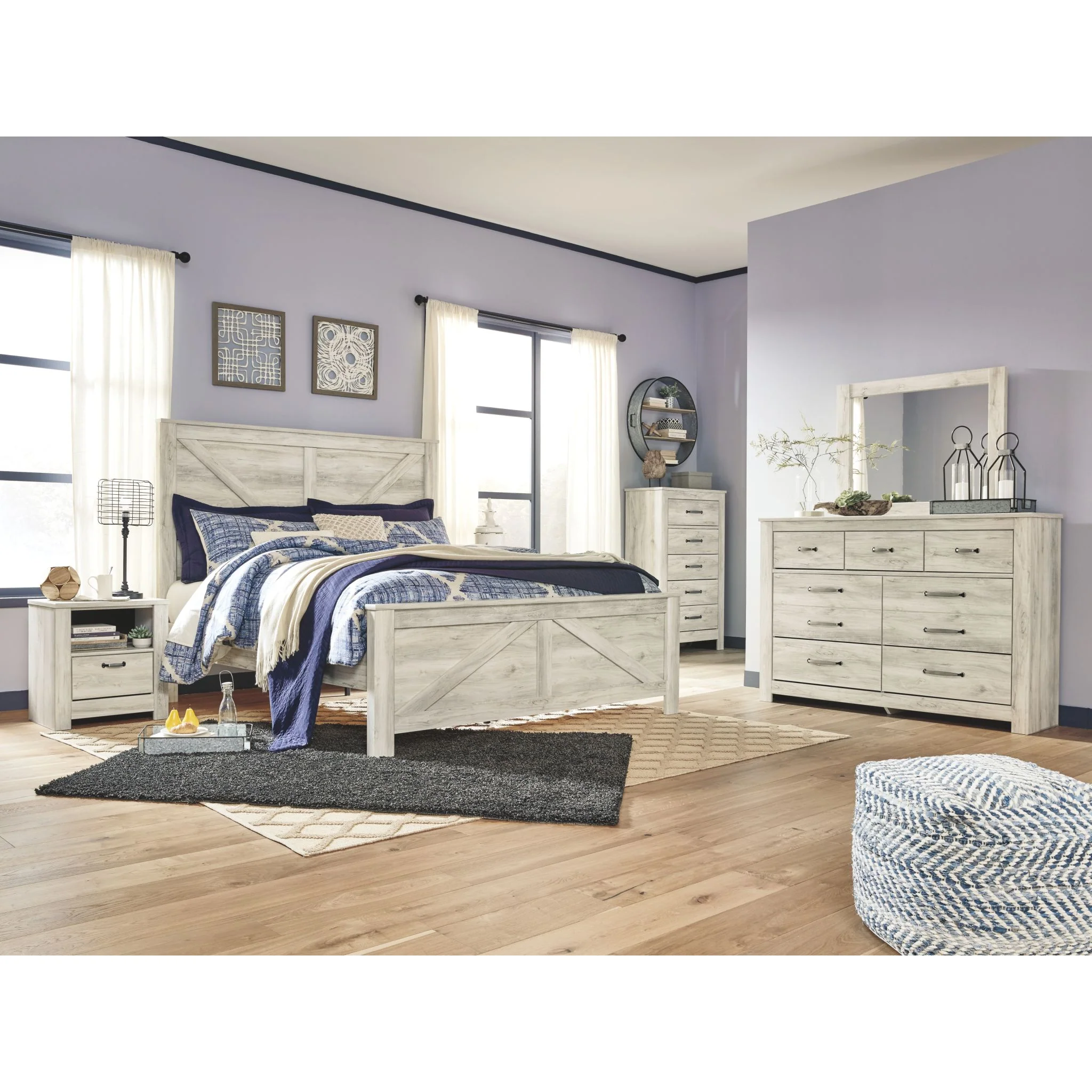 Bellaby King Panel Bed - White Wash - Image 4