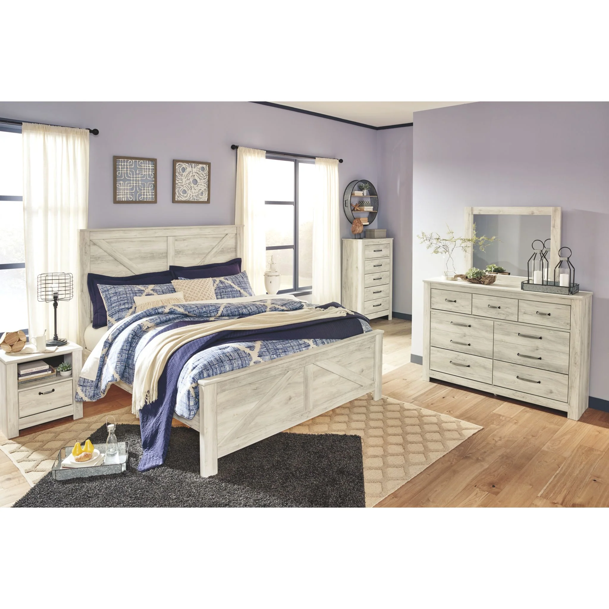 Bellaby King Panel Bed - White Wash - Image 5