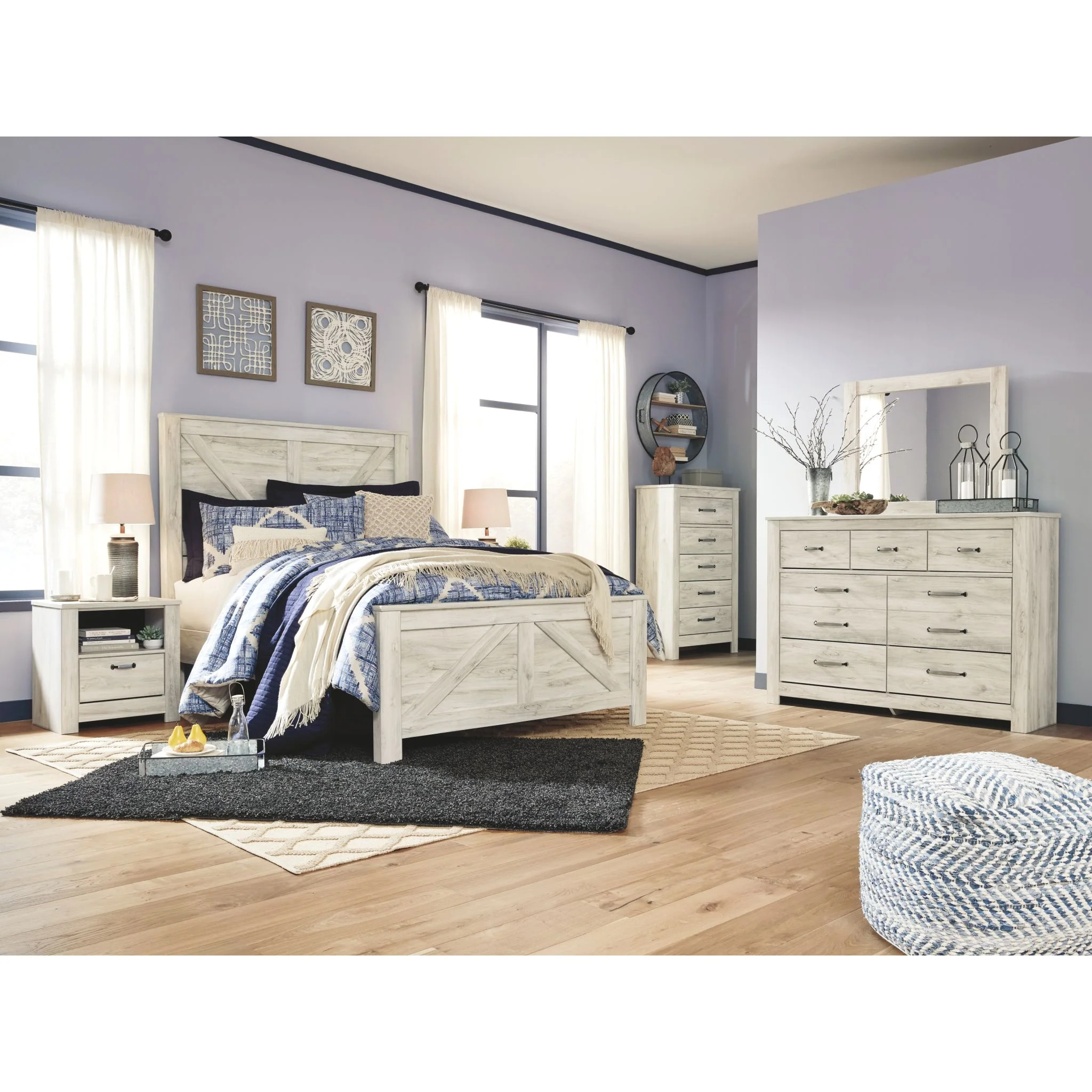 Bellaby Queen Panel Bed - White Wash - Image 3