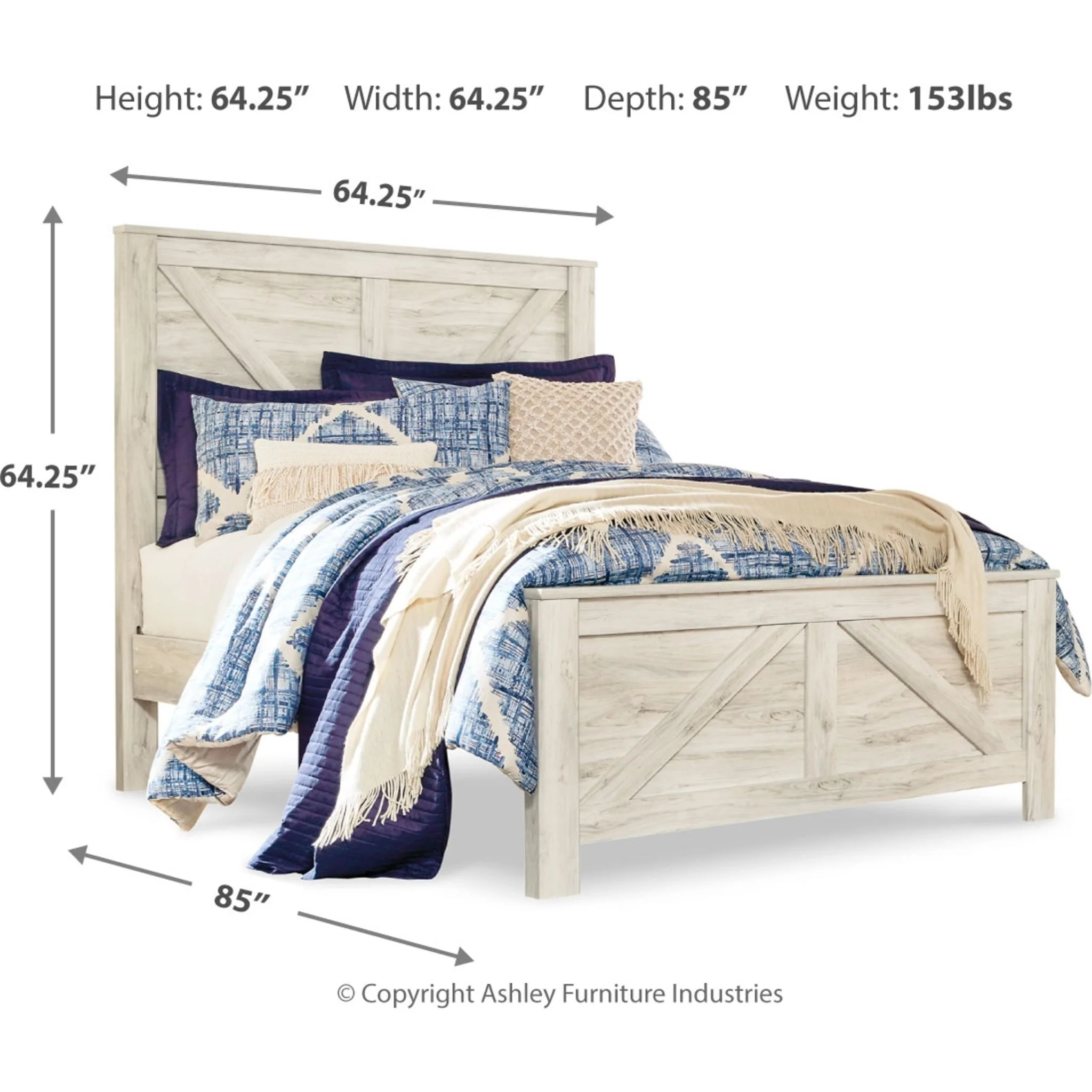 Bellaby Queen Panel Bed - White Wash - Image 4