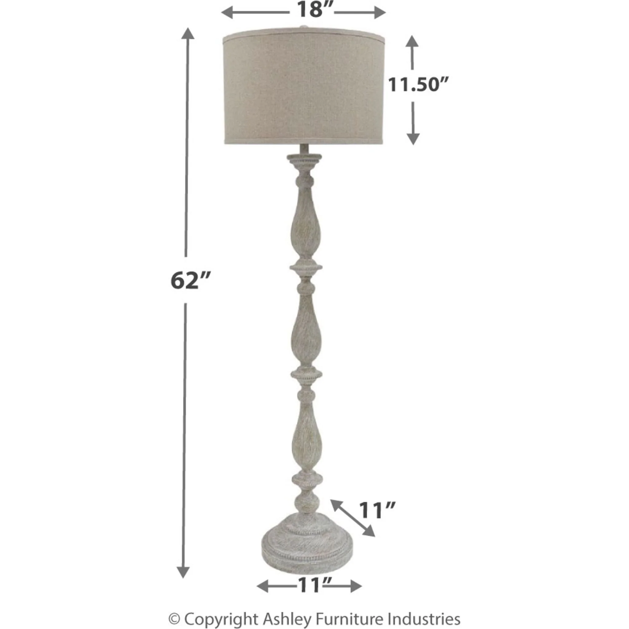 Bernadate Floor Lamp - Whitewash 61.13" - Image 4