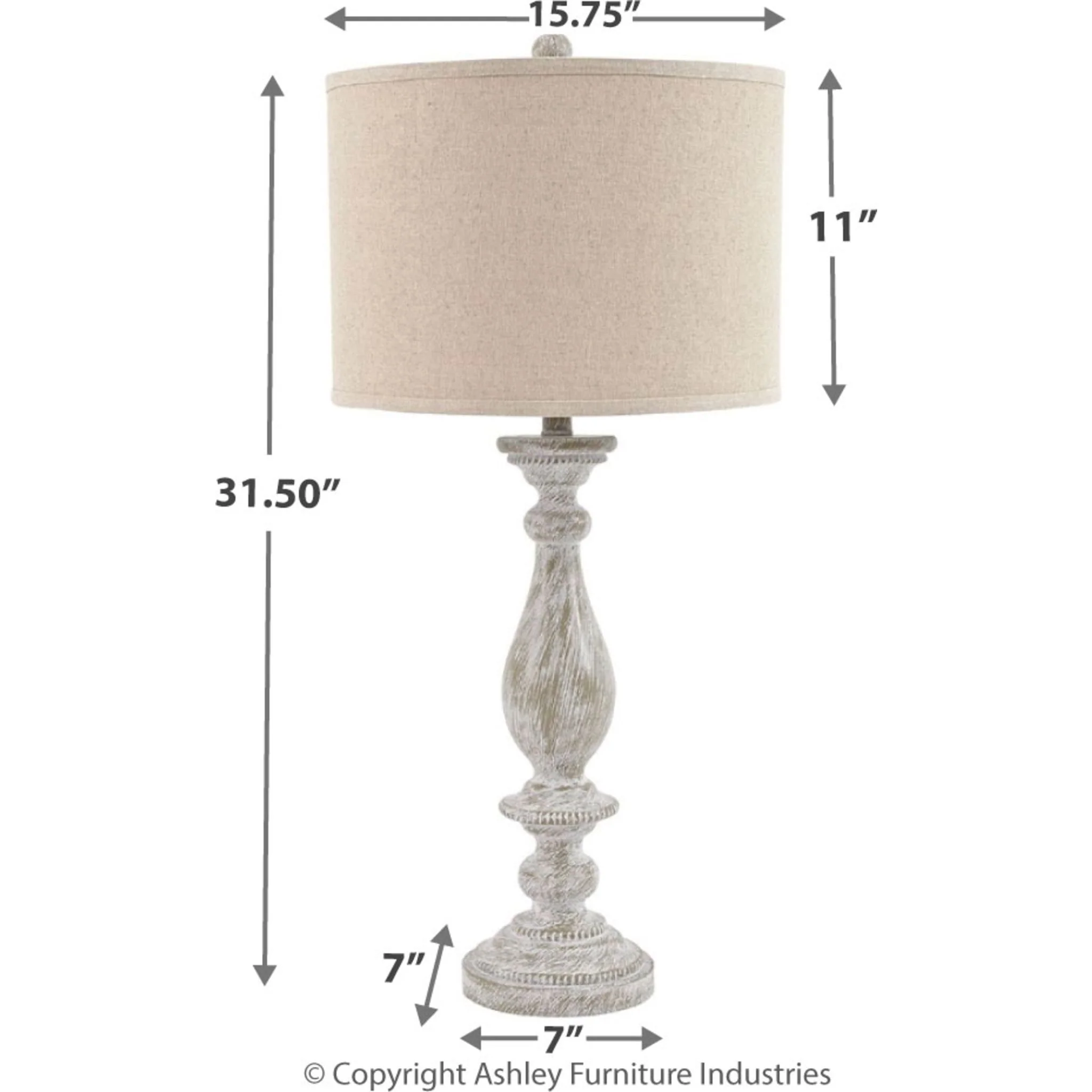 Bernadate Table Lamp Pair - Whitewash 33.00" - Image 6