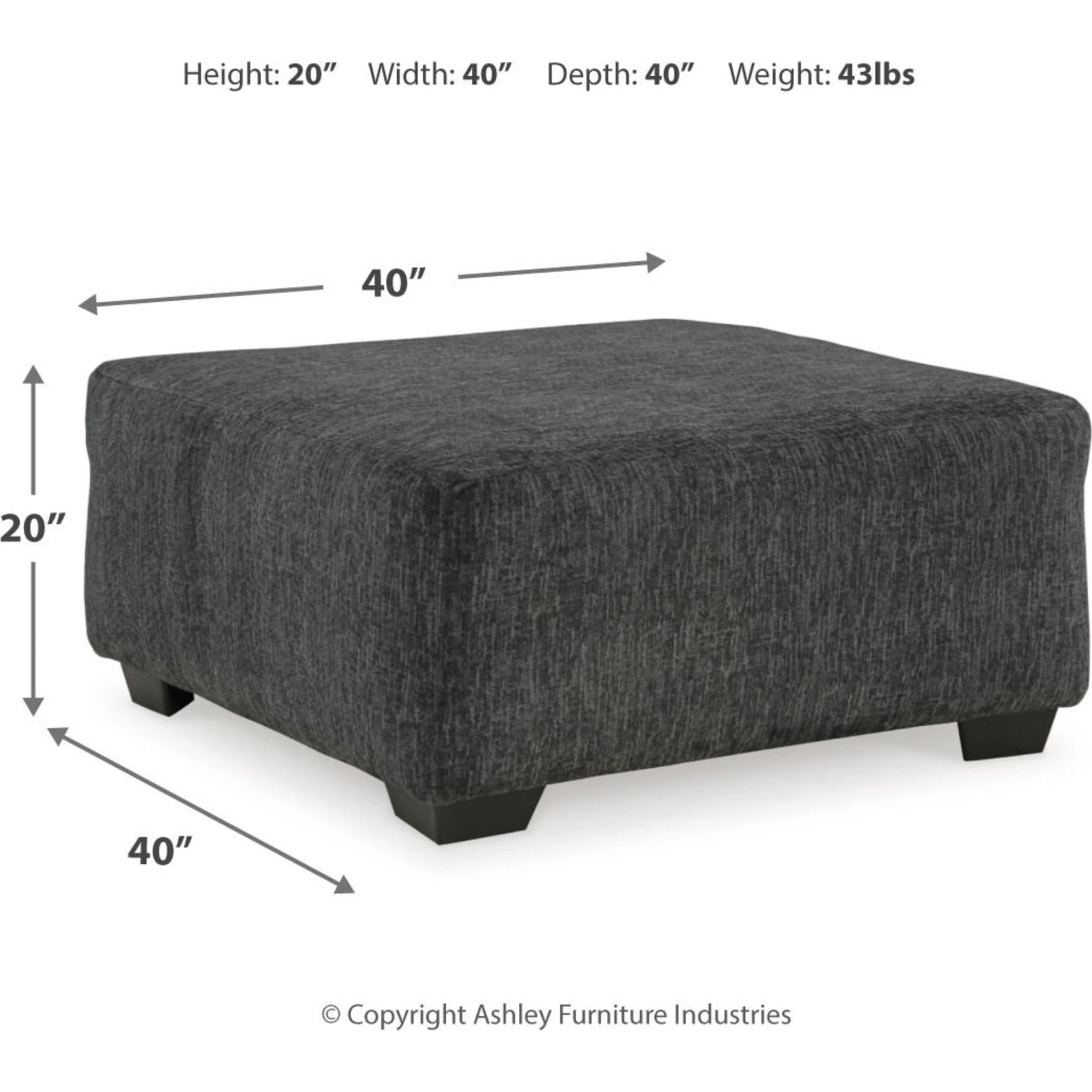 Biddeford Oversized Accent Ottoman - Ebony - Image 6