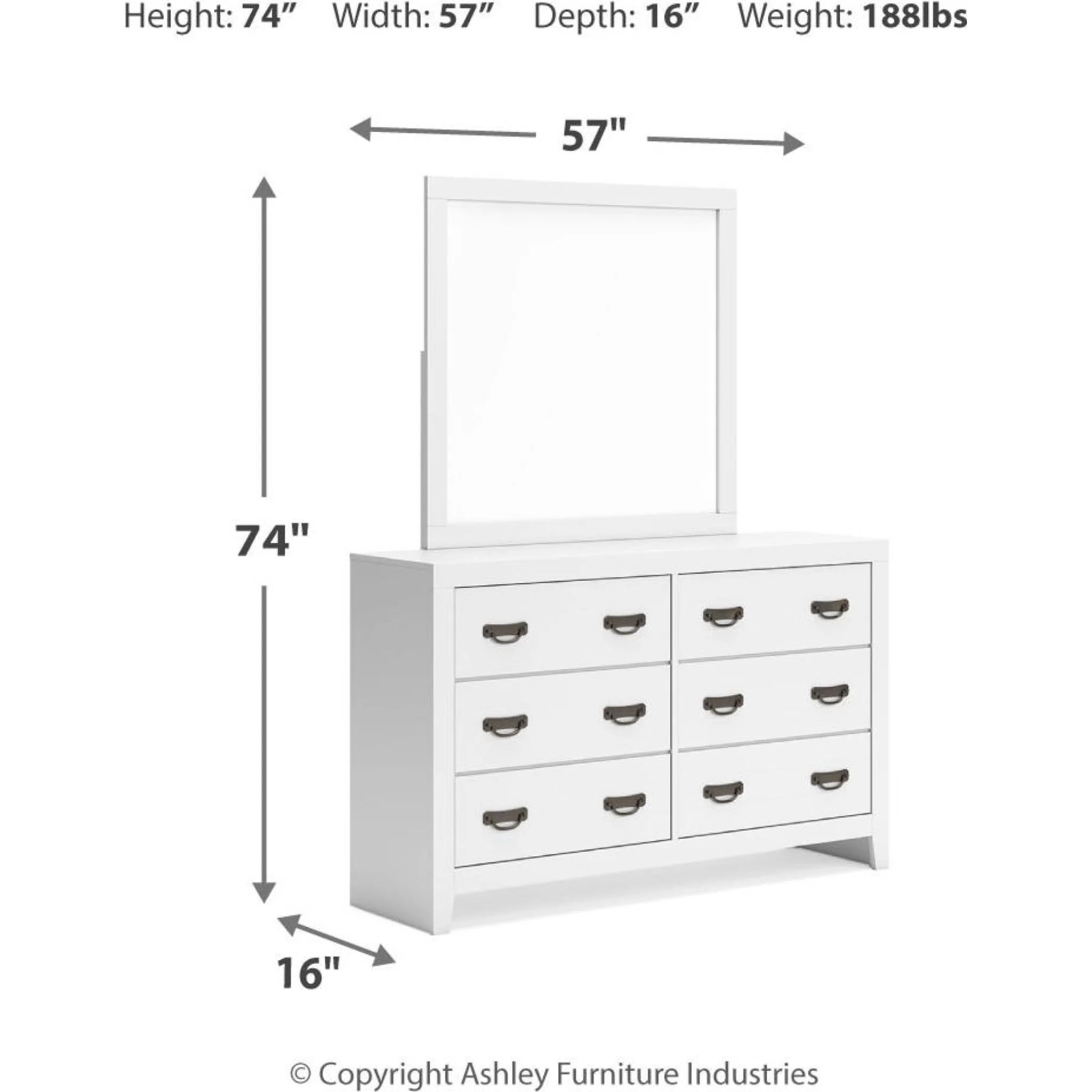 Binterglen 6 Piece Full Panel Bedroom - White - Image 7