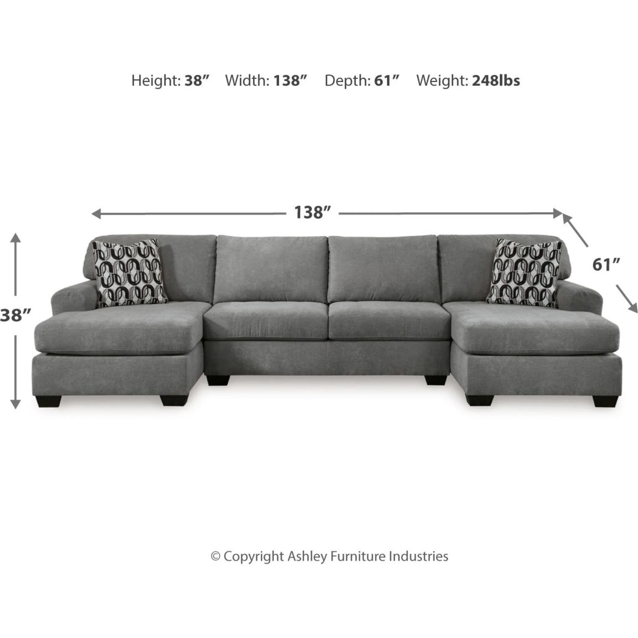 Birkdale Court 3 Piece Sectional - Gray - Image 3