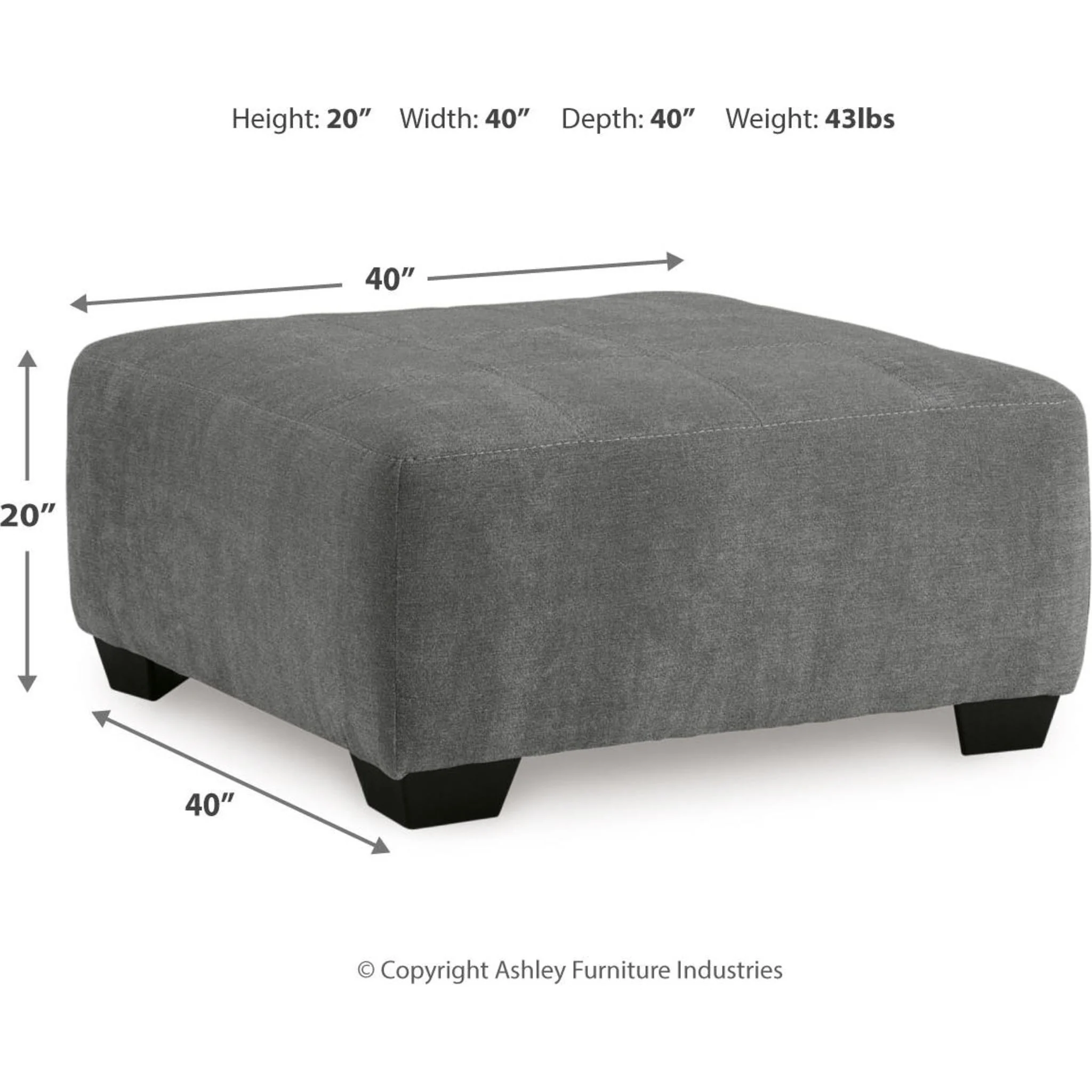 Birkdale Court Oversized Accent Ottoman - Gray - Image 3