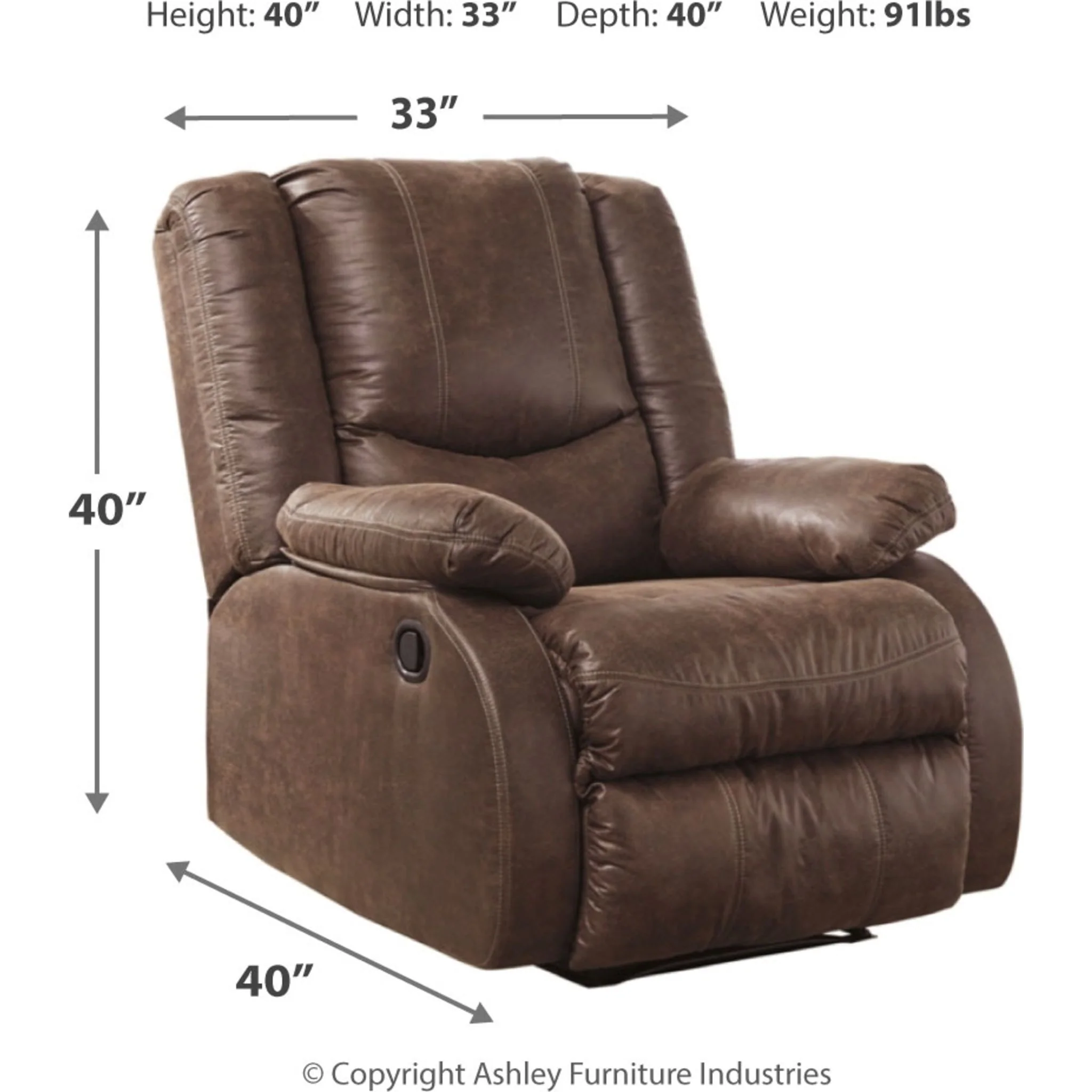 Bladewood Wall Hugger Recliner - Coffee - Image 7