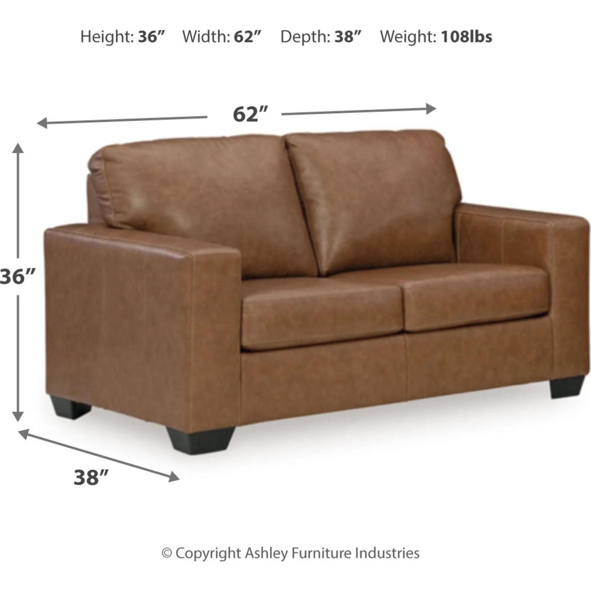 Bolsena Loveseat - Caramel - Image 20