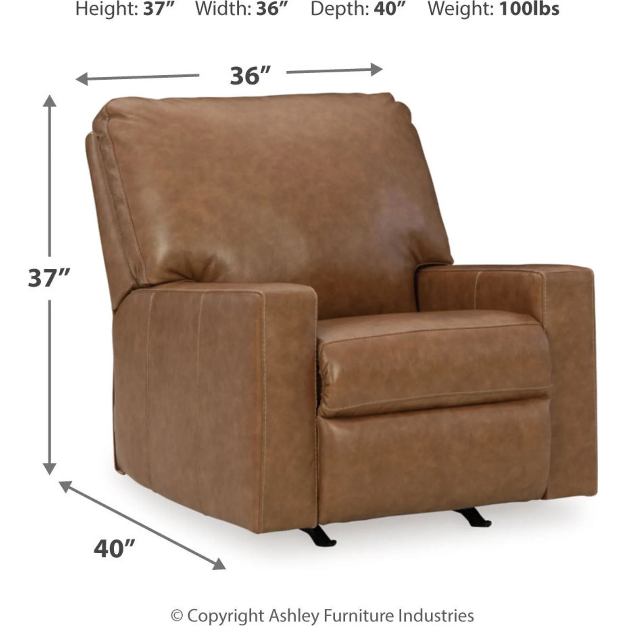 Bolsena Rocker Recliner - Caramel - Image 19